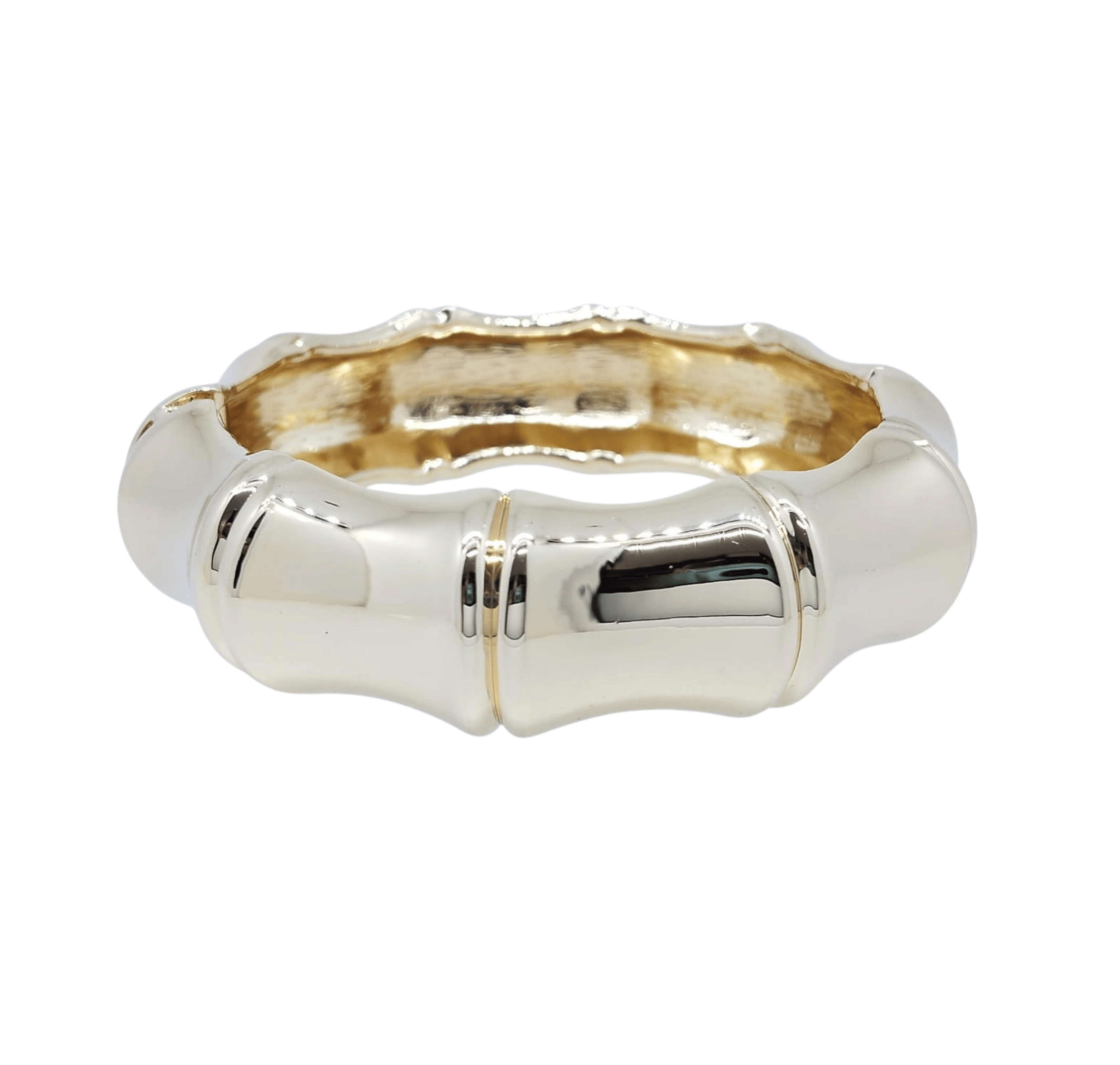 Brazalete Dorado de Secciones Geométricas Modernas - Acero Inoxidable