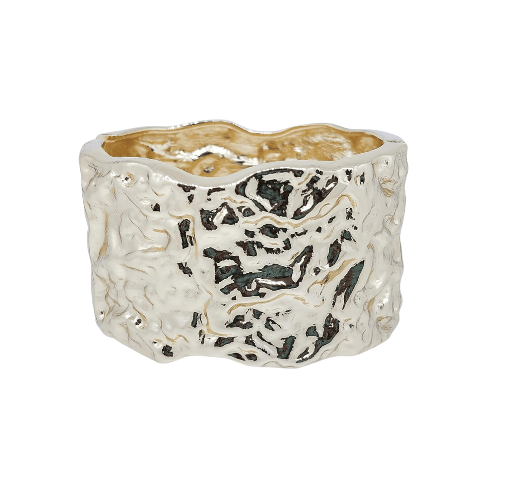 Brazalete Dorado Chunky Abstracto Ondeado - Acero Inoxidable