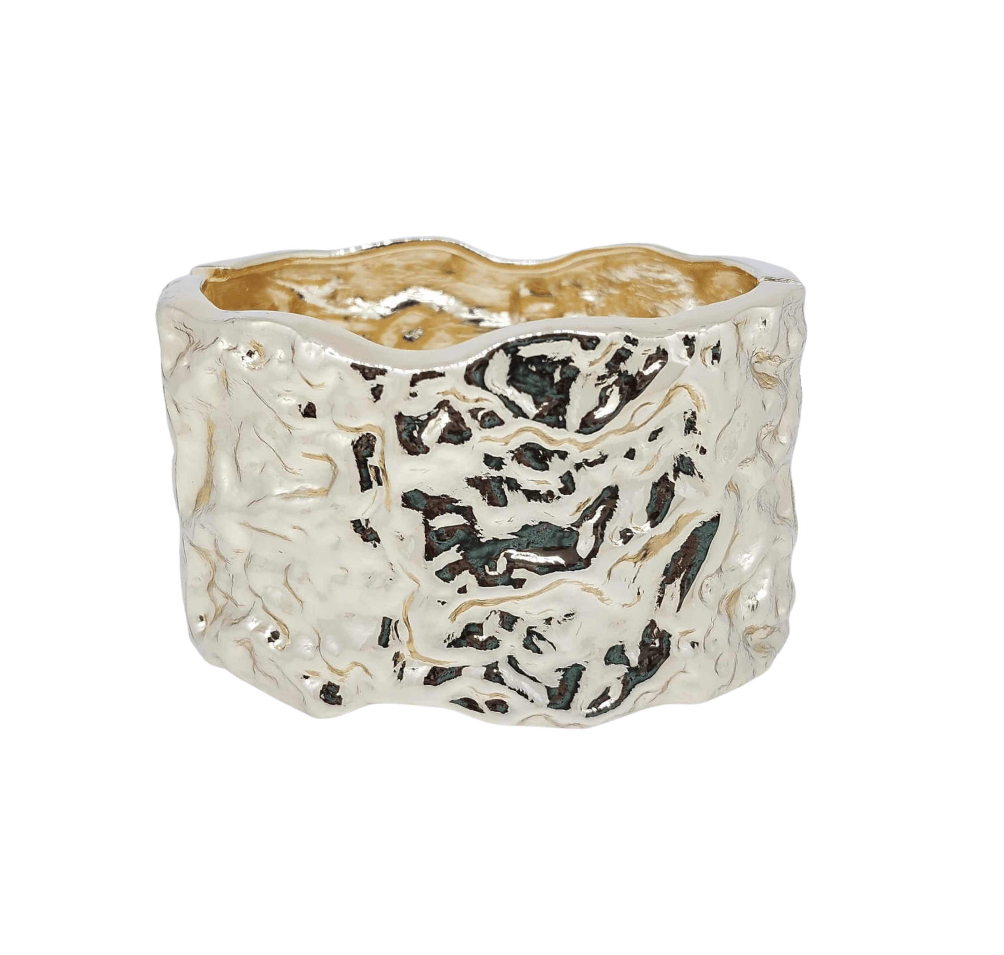 Brazalete Dorado Chunky Abstracto Ondeado - Acero Inoxidable