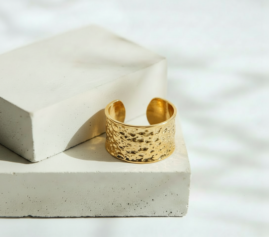 Brazalete Dorado Chunky Abstracto Ondeado - Acero Inoxidable