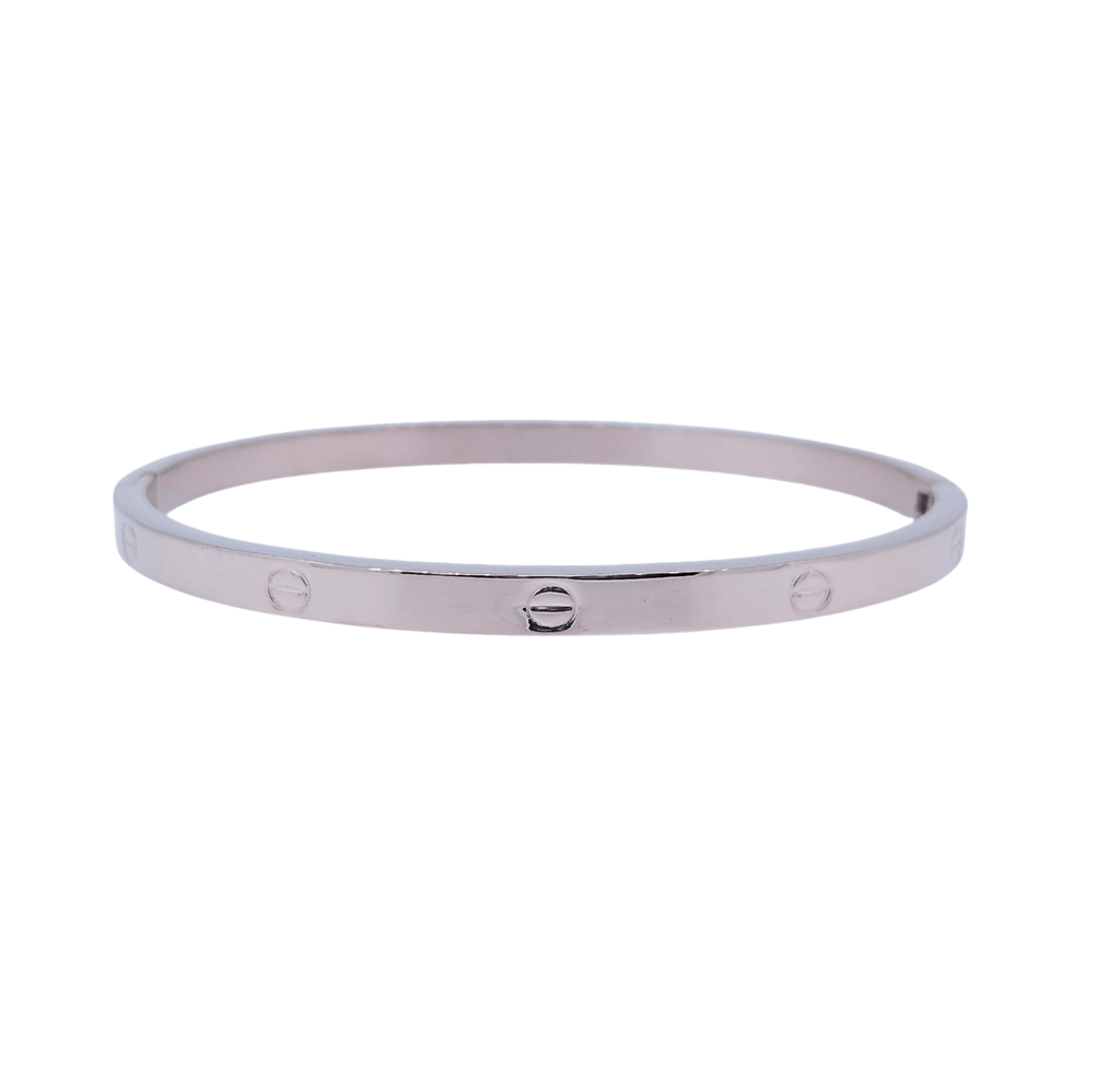 Brazalete Minimal de Círculos con Línea Central Bronce - Acero Inoxidable