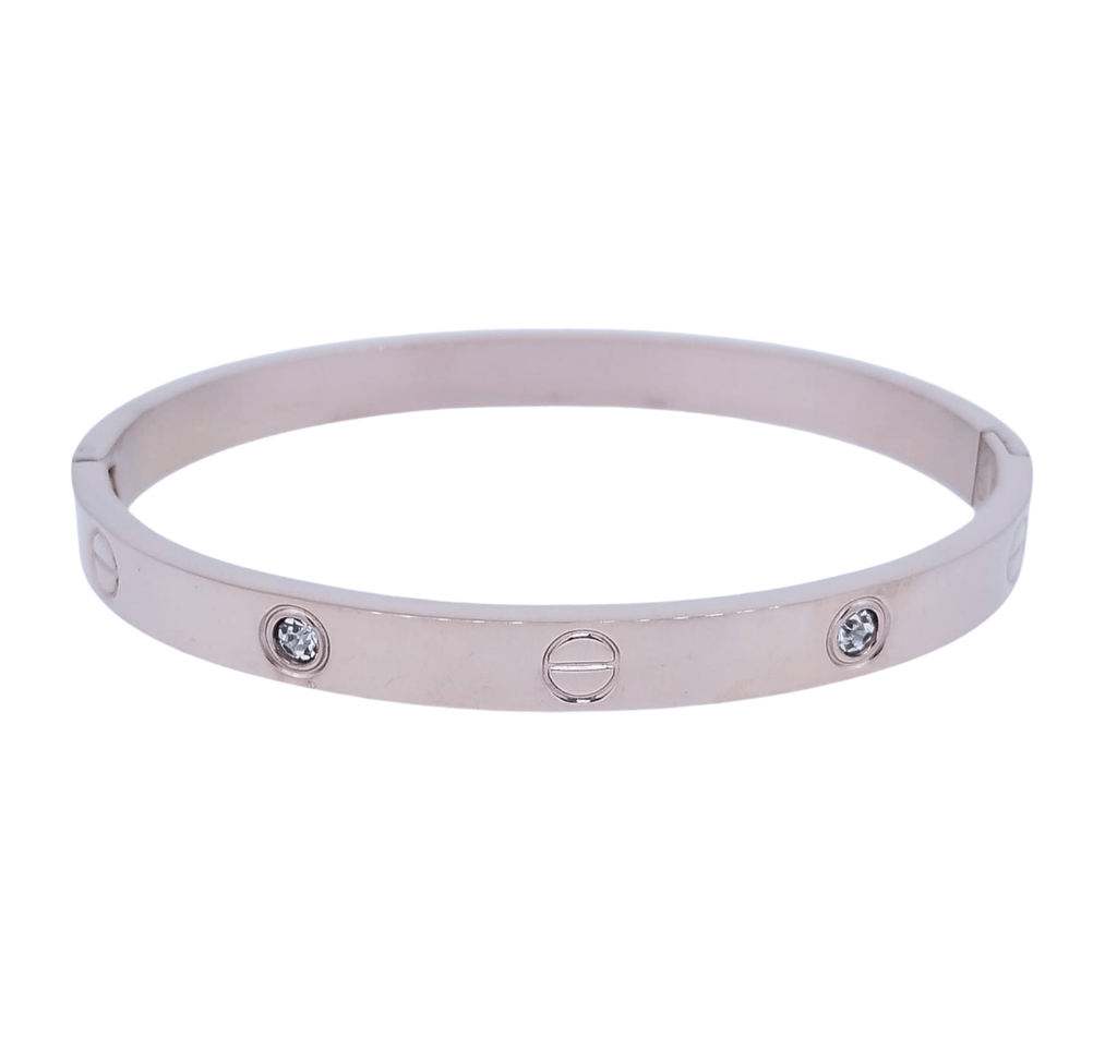 Brazalete Bronce con Brillos y Diseño Circular Chic - Acero Inoxidable