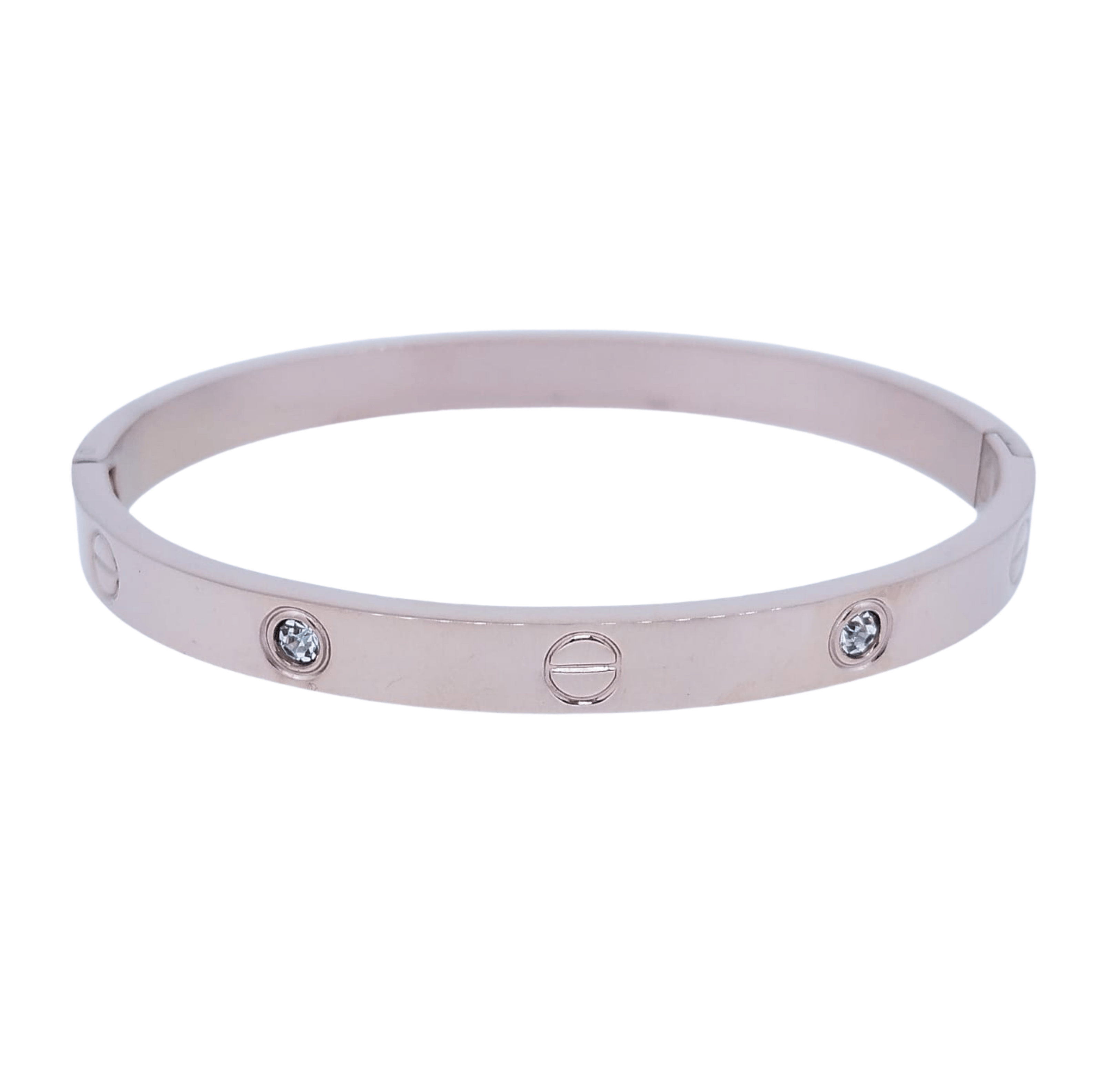 Brazalete Bronce con Brillos y Diseño Circular Chic - Acero Inoxidable