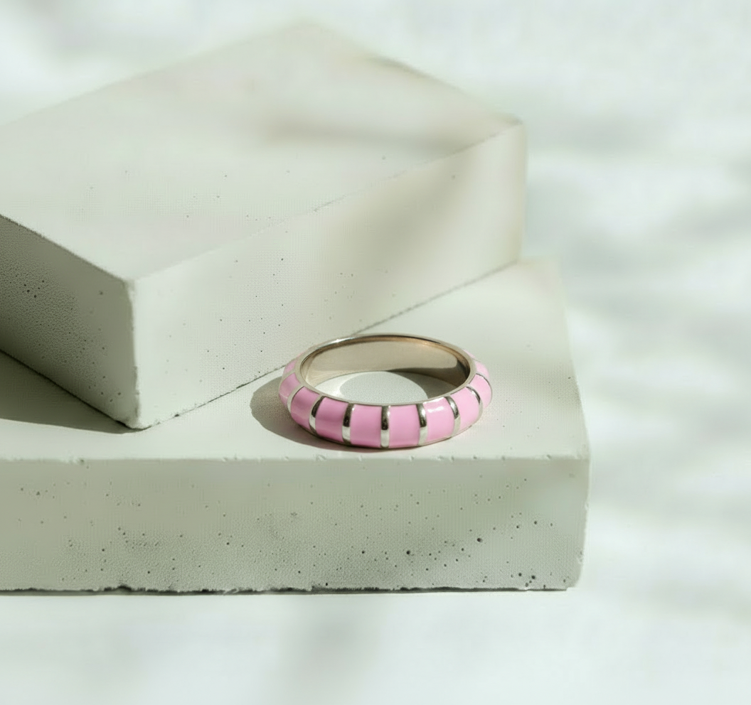 Brazalete rectángulos rosas - Acero Inoxidable