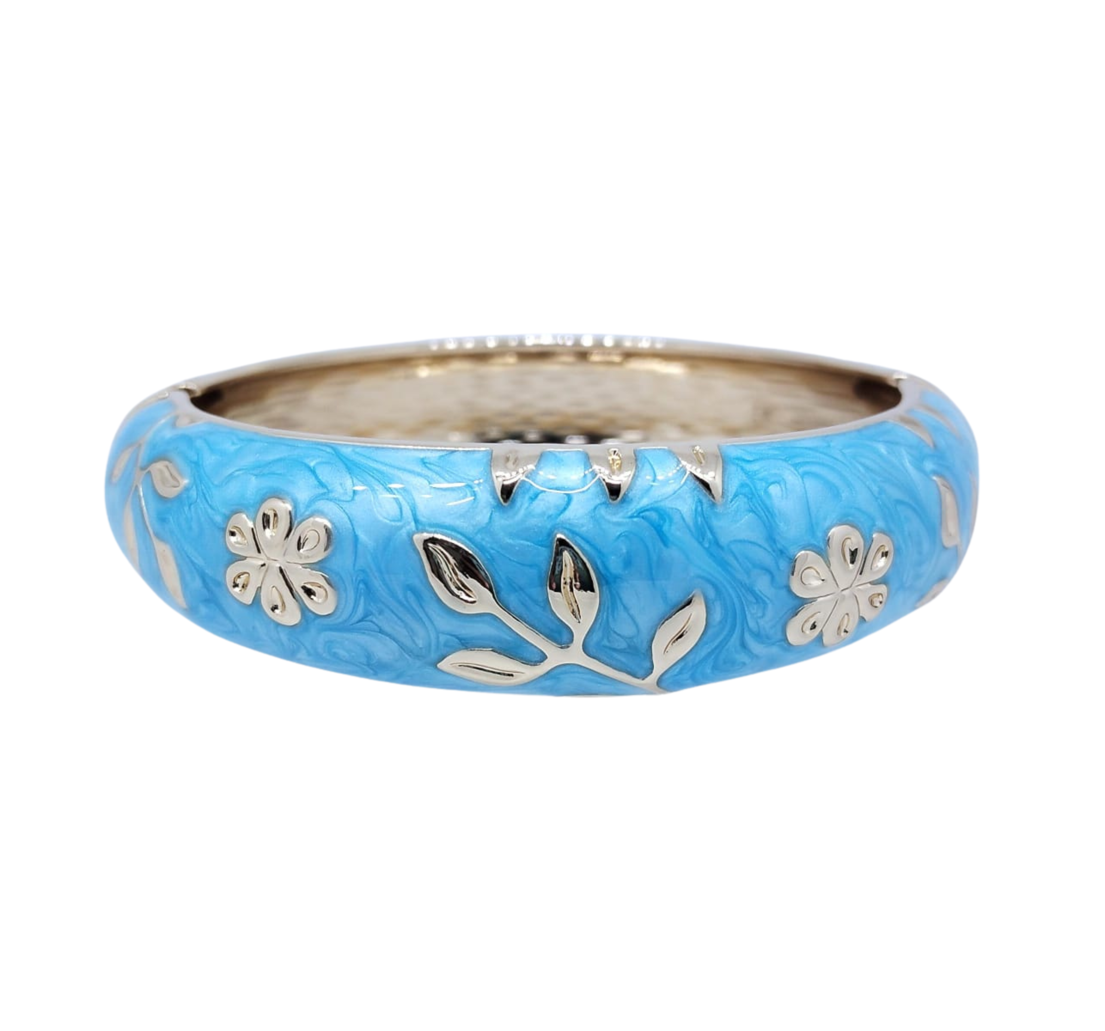 Brazalete azul floral - Acero Inoxidable