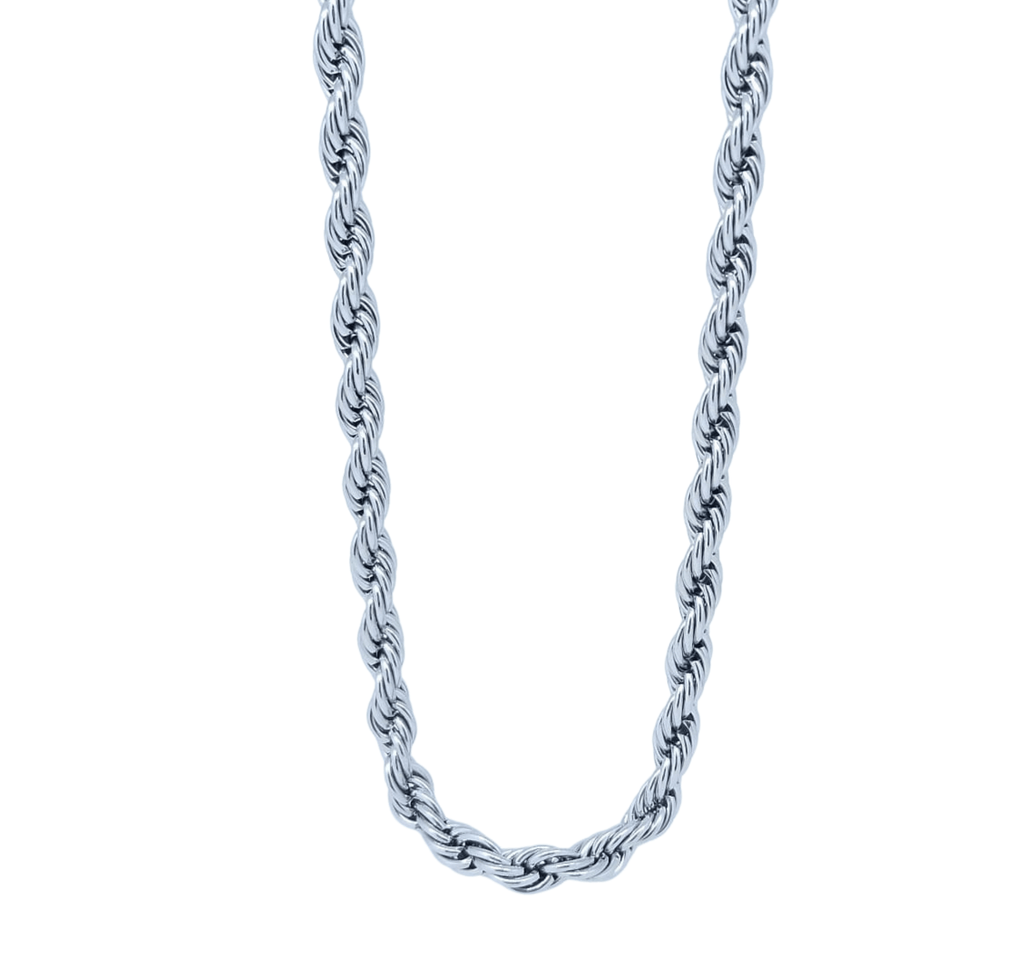 Cadena Plateada Estilo Trenzada - Acero Inoxidable
