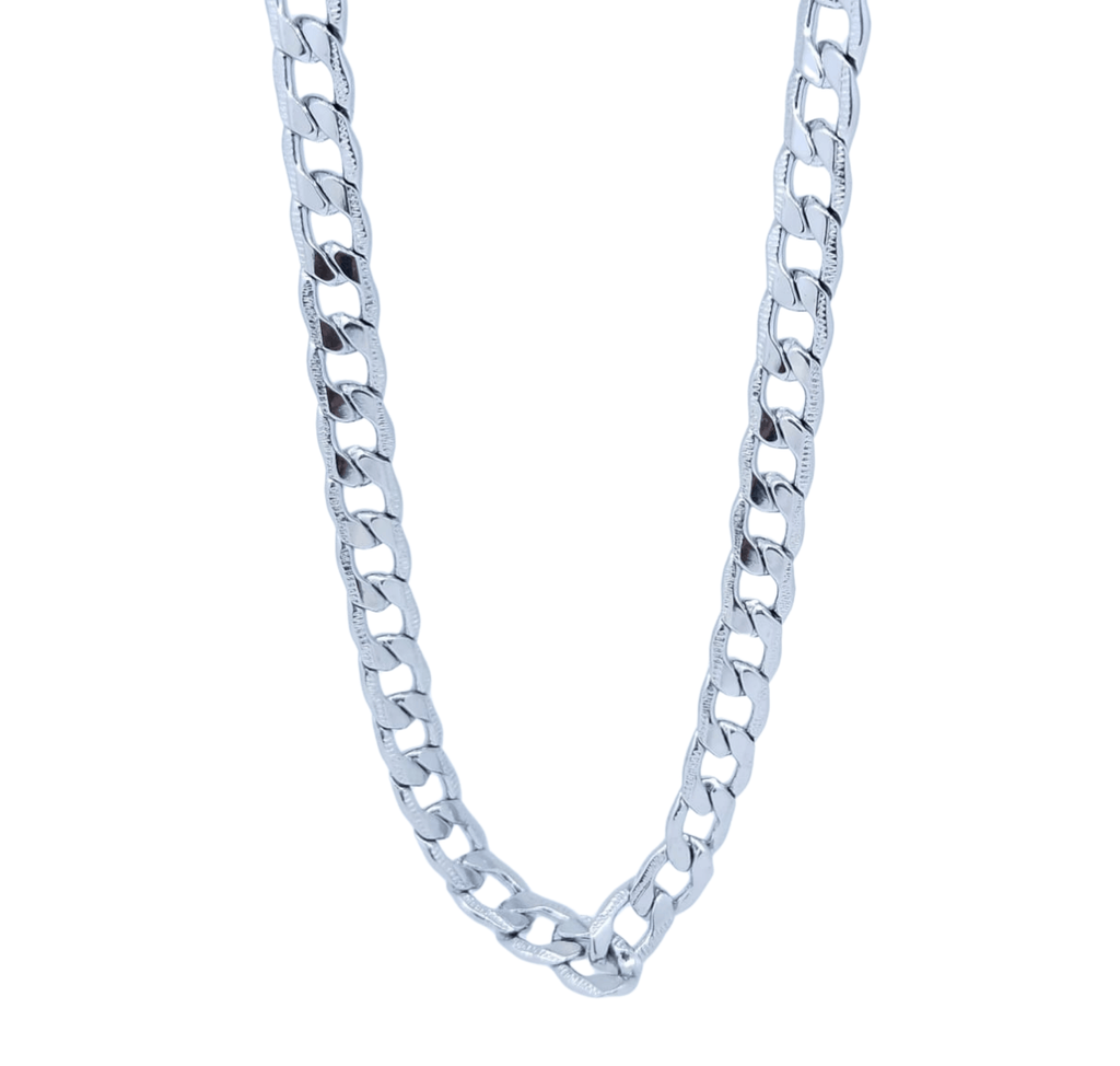 Cadena Plateada de Eslabones Medianos Amplios - Acero Inoxidable
