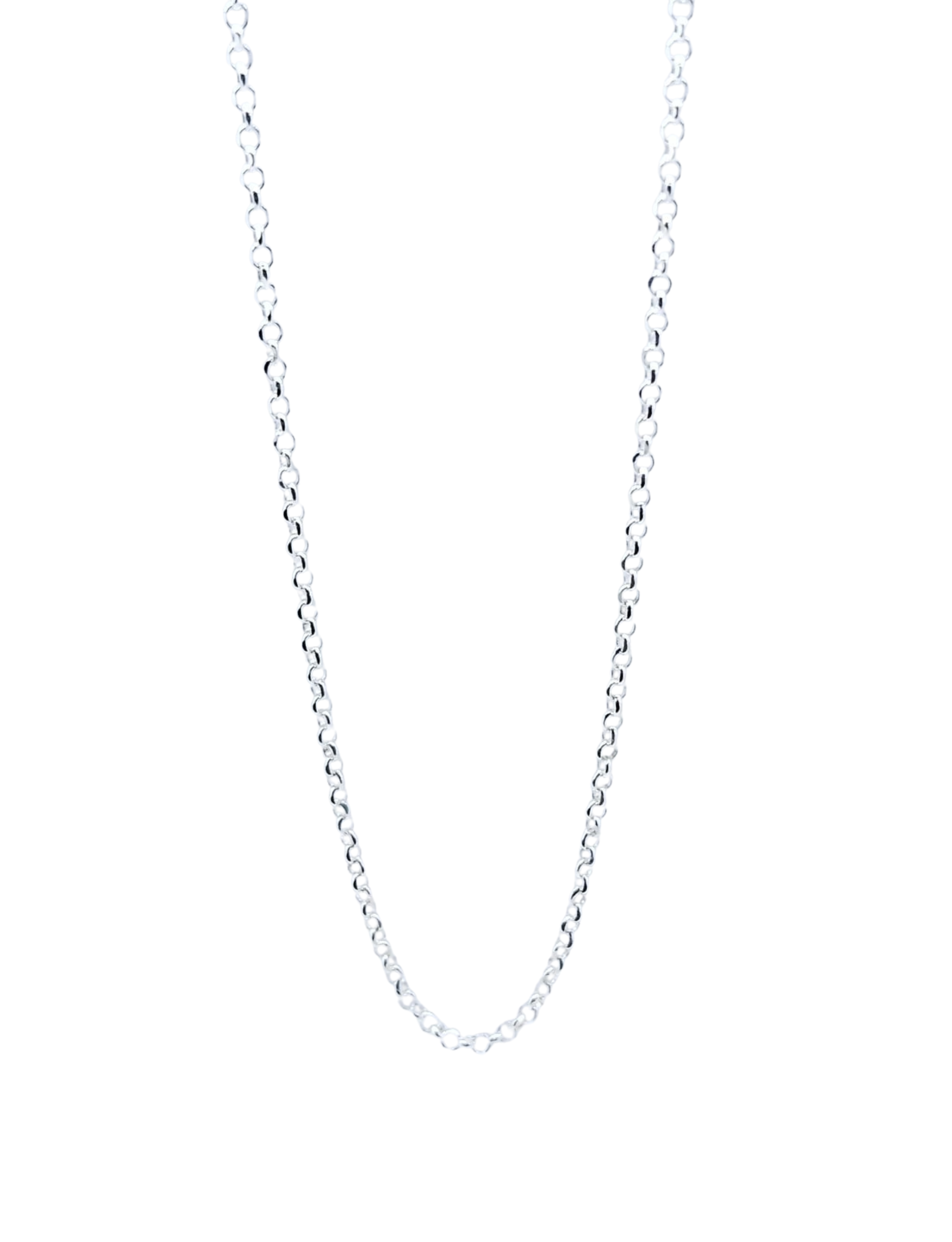 Cadena Plateada Aritos 55 cm - Plata Italiana