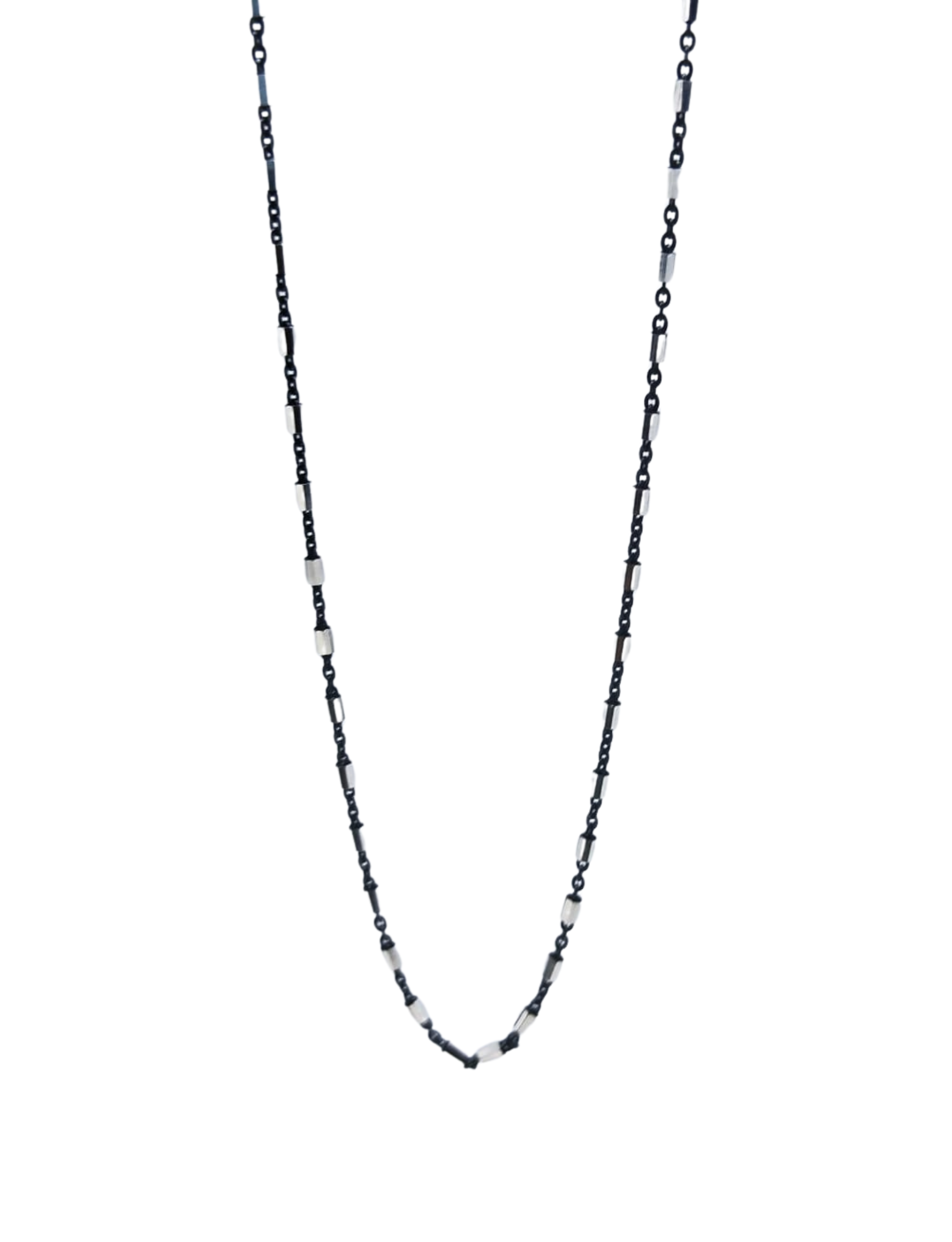 Cadena Negro & Plateado 45 cm - Plata Italiana