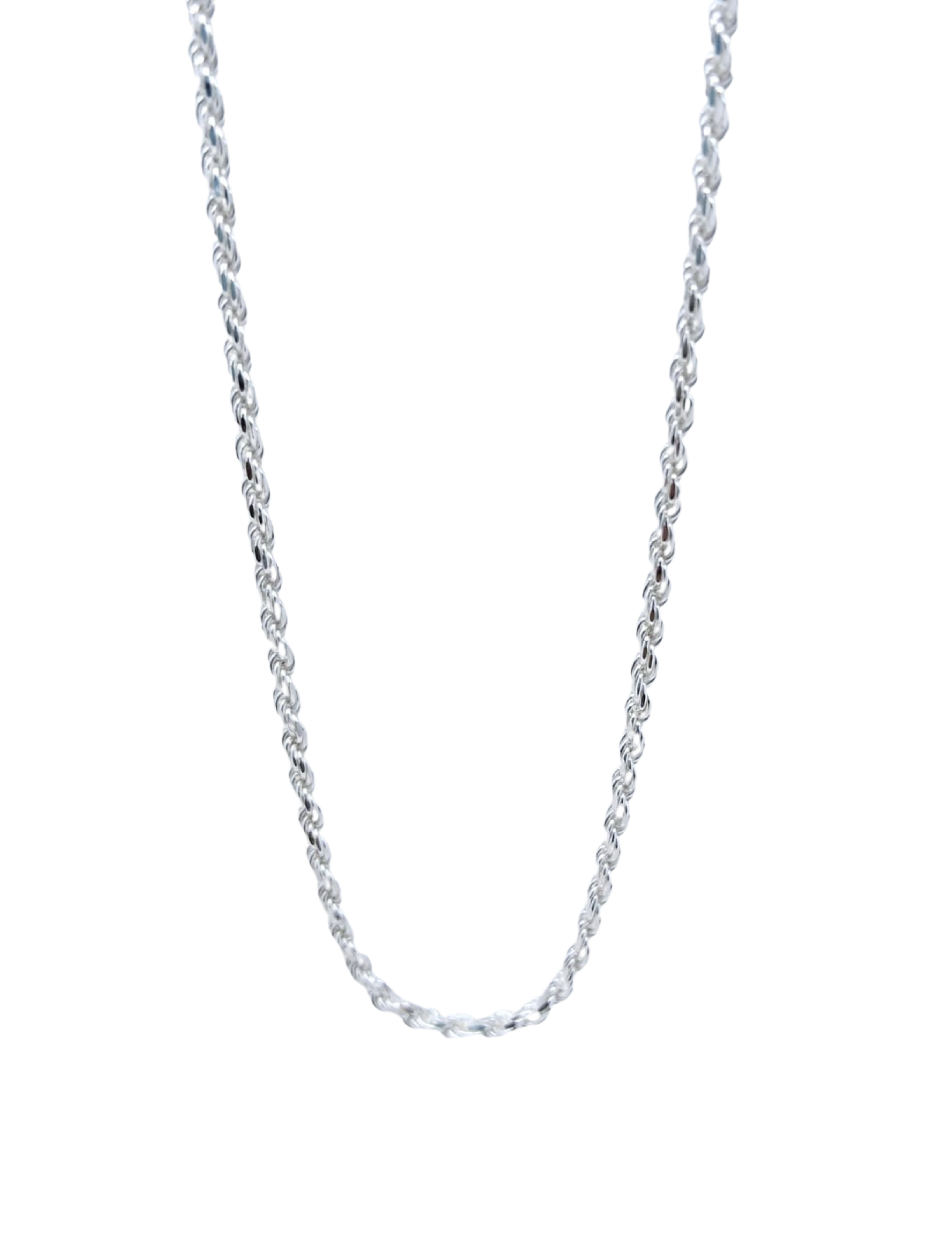 Cadena Plateada Torzal Delgada 55 cm - Plata Italiana