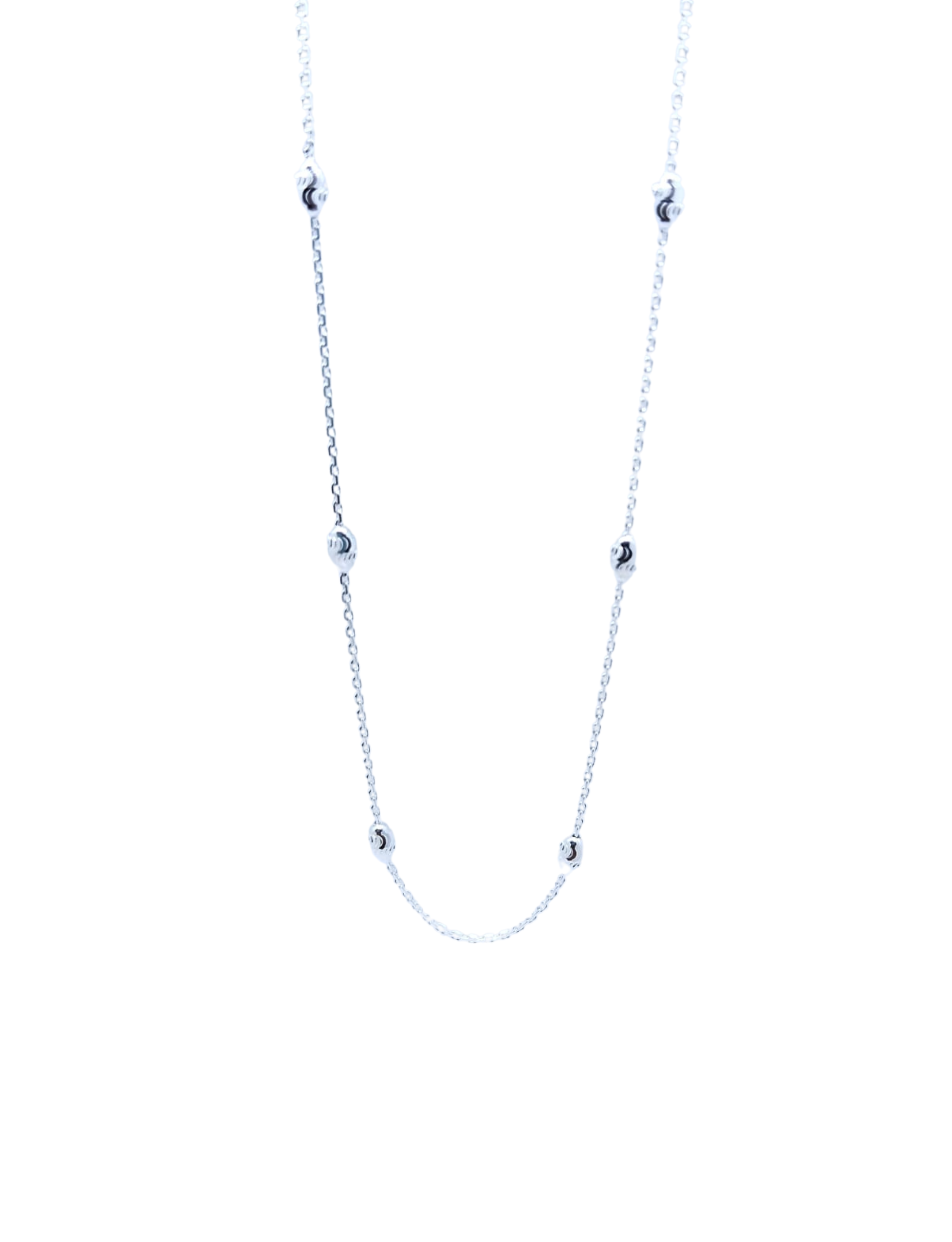 Cadena Plateada Óvalos Esmerilados 45 cm - Plata Italiana