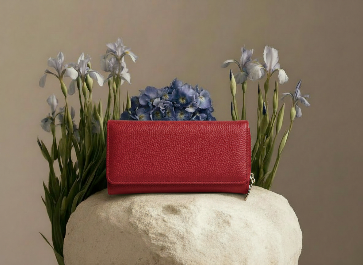 Cartera para Dama Color Rojo con Textura - Vinipiel