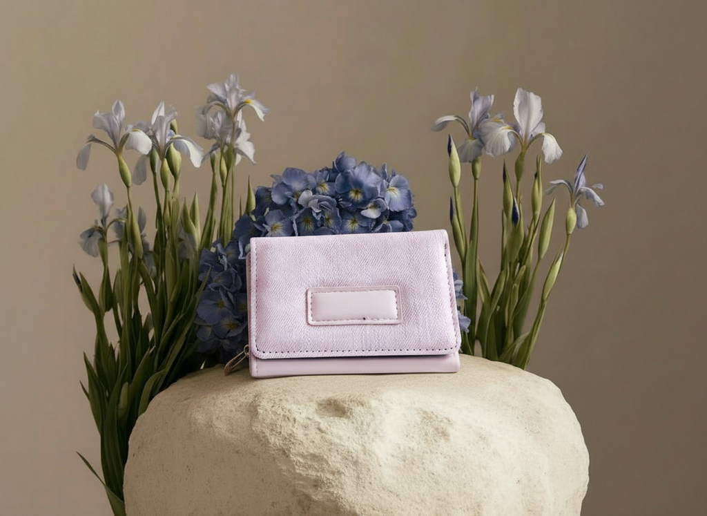 Cartera para Dama Color Rosa con Rectángulo Liso al Centro Inferior - Vinipiel