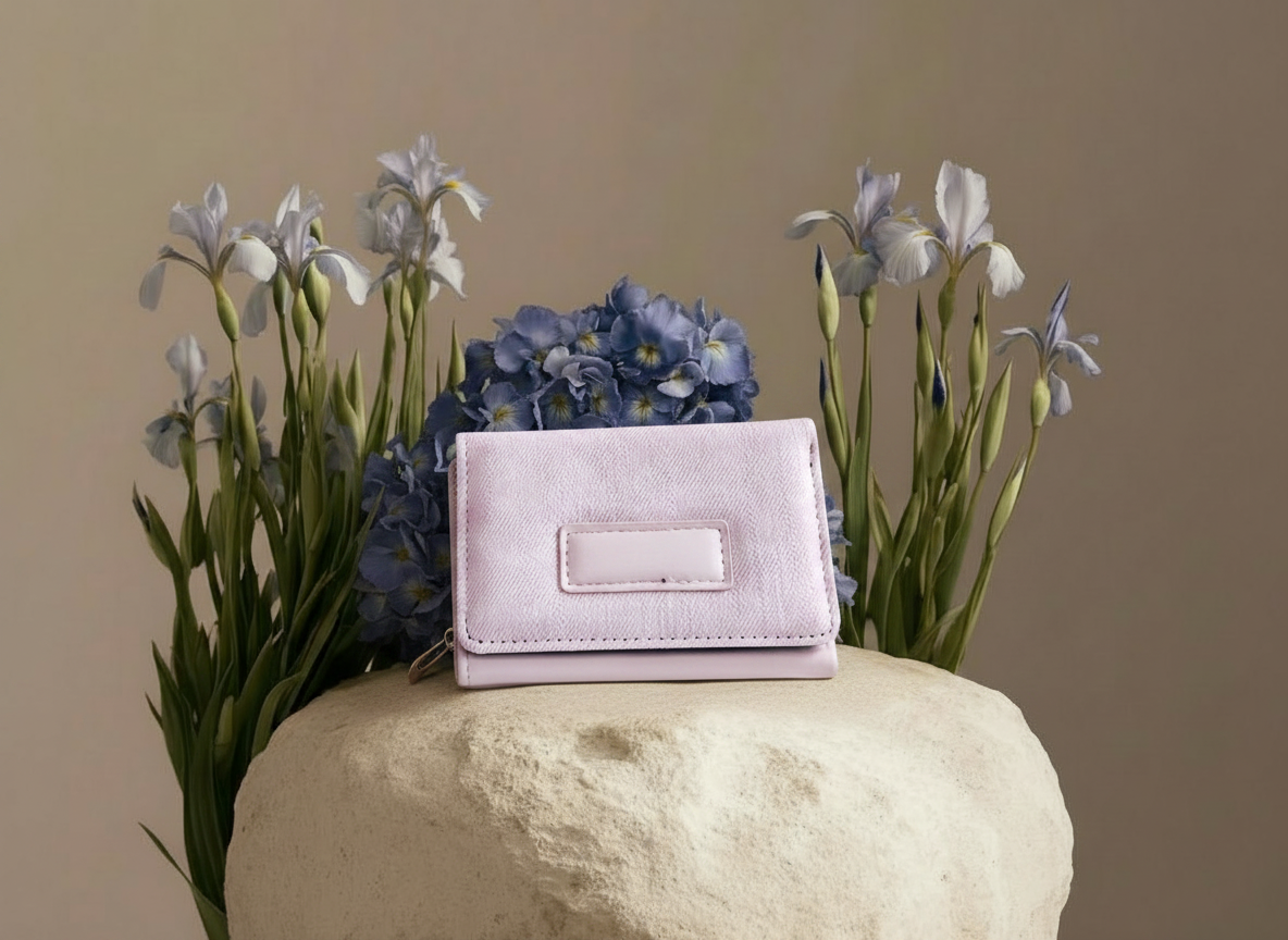 Cartera para Dama Color Rosa con Rectángulo Liso al Centro Inferior - Vinipiel
