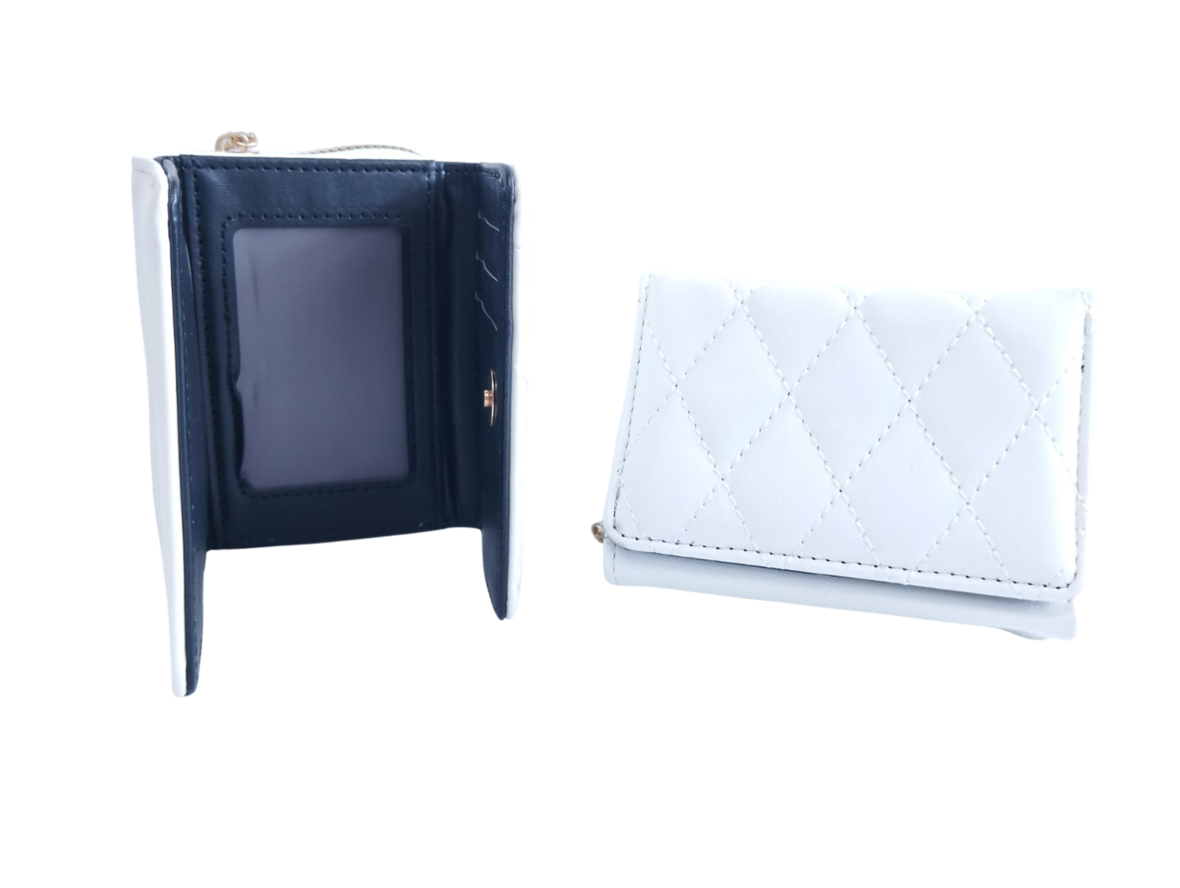 Cartera para Dama Color Blanco Diseño de Rombos - Vinipiel