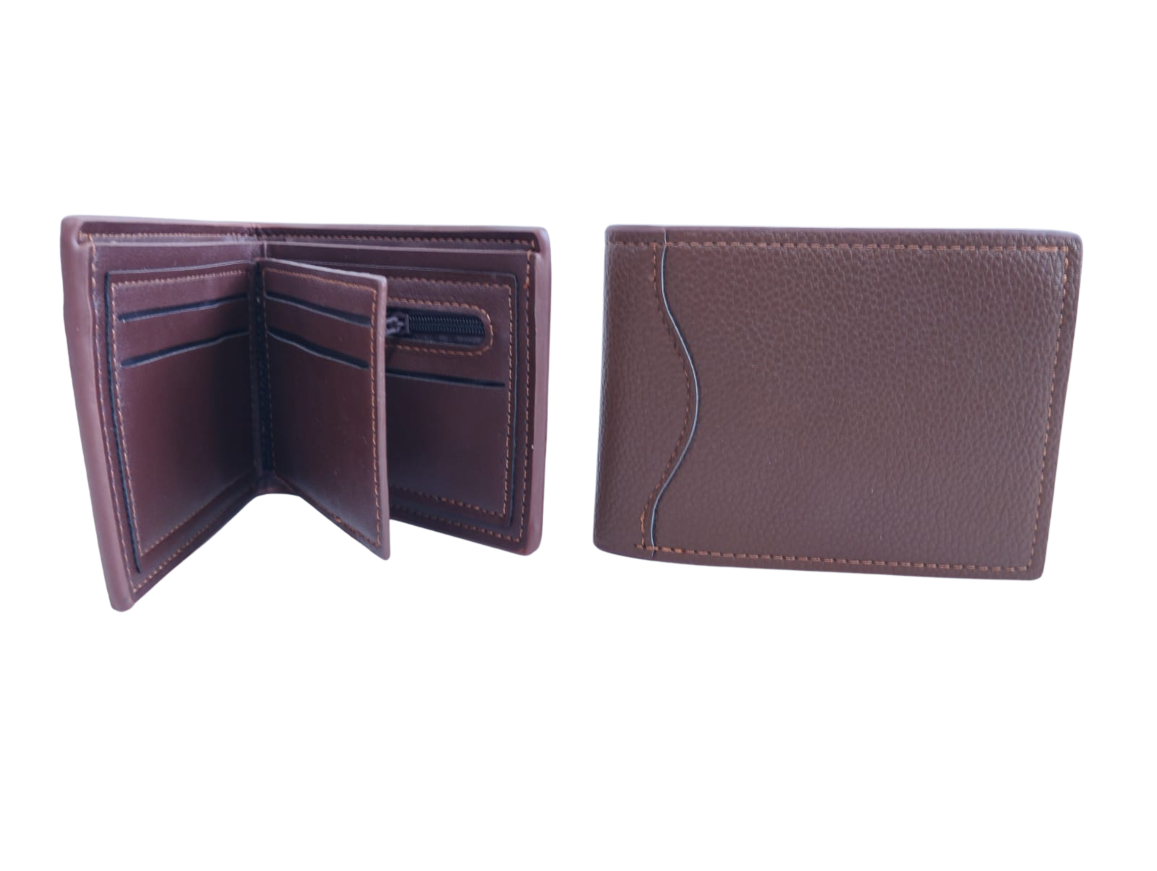 Cartera para Caballero Color Marrón con Curvatura en Lateral - Vinipiel