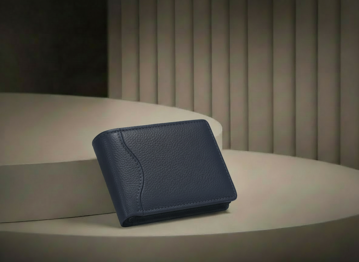 Cartera para Caballero Color Negro con Curvatura en Lateral - Vinipiel