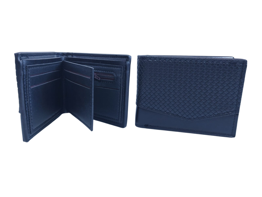 Cartera para Caballero Color Negro Diseño en V - Vinipiel