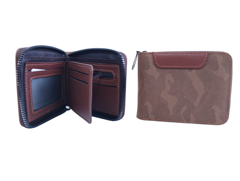 Cartera para Caballero Color Marrón con Formas Abstractas - Vinipiel