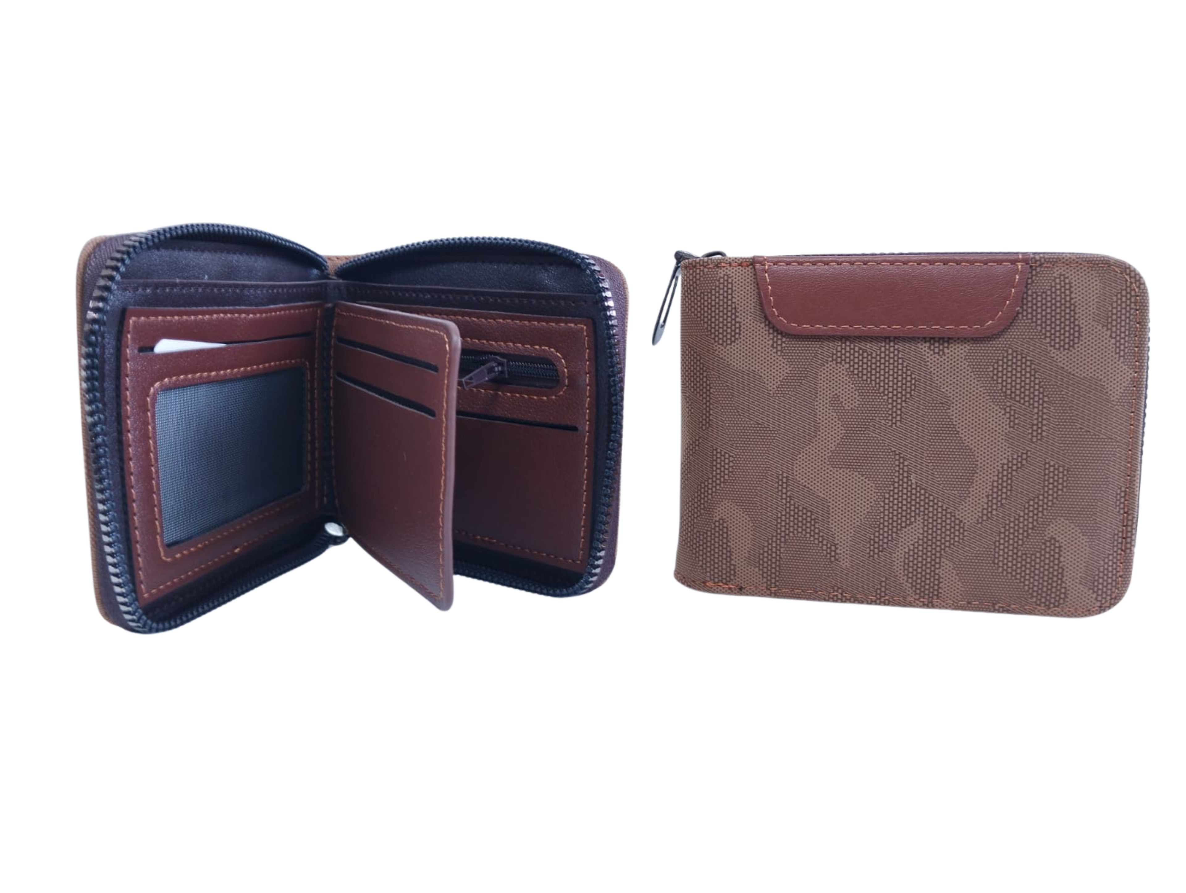 Cartera para Caballero Color Marrón con Formas Abstractas - Vinipiel