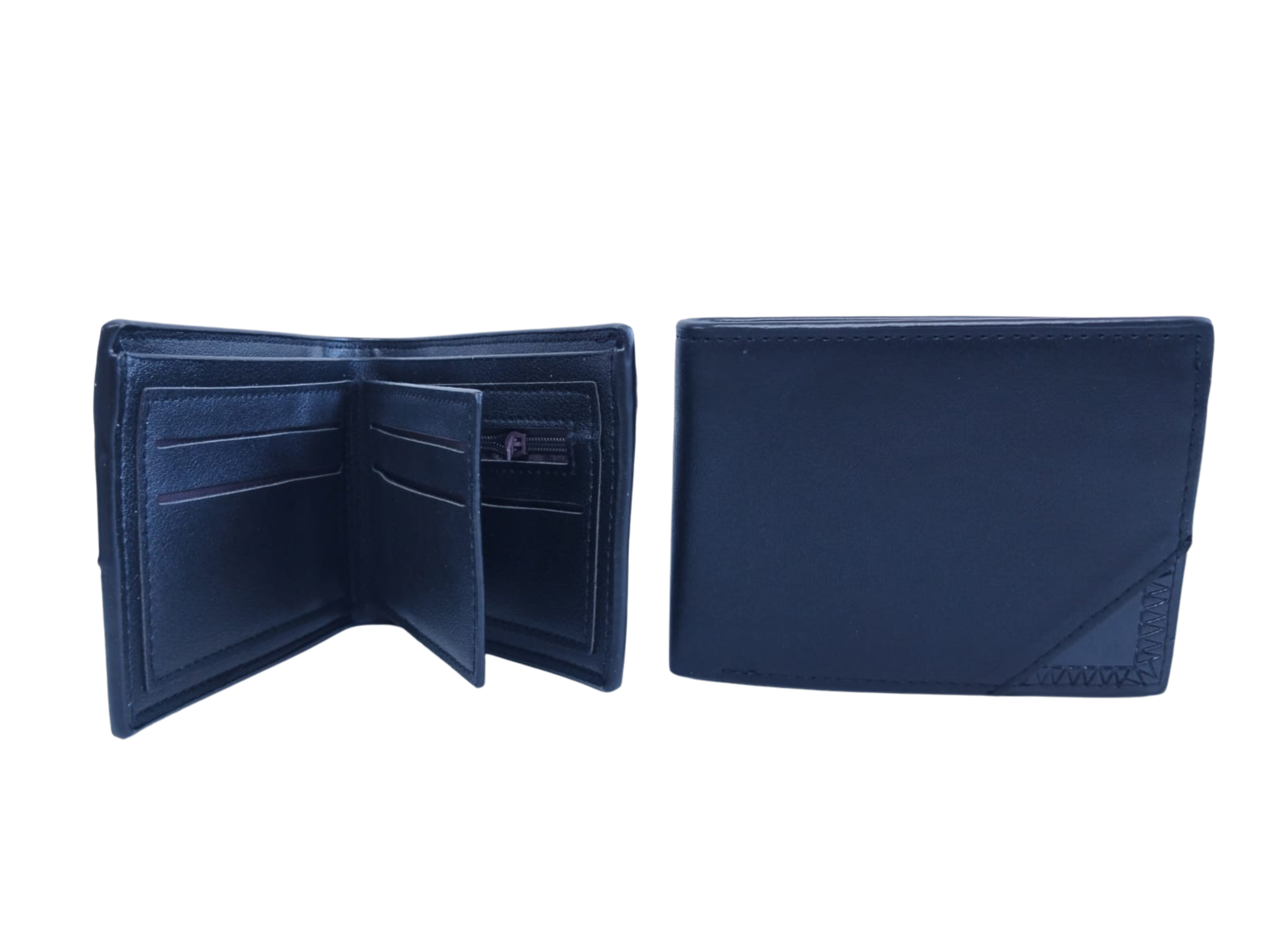 Cartera para Caballero Color Negro con Esquina Negra en Triángulo - Vinipiel