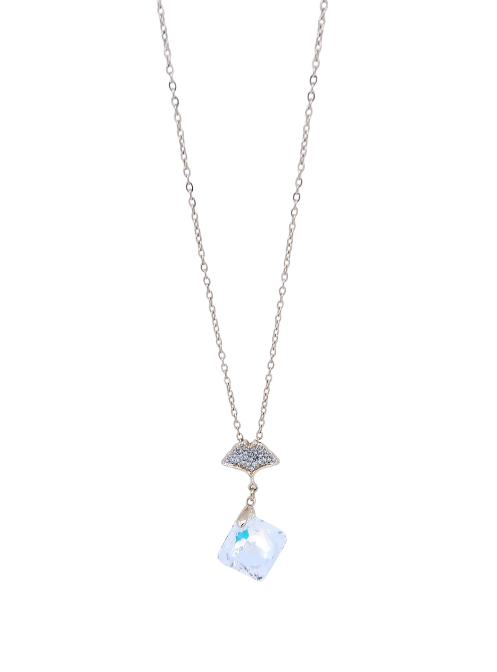 Collar Dorado con Dije de Brillo Transparente y Alas con Brillo – Oro Laminado