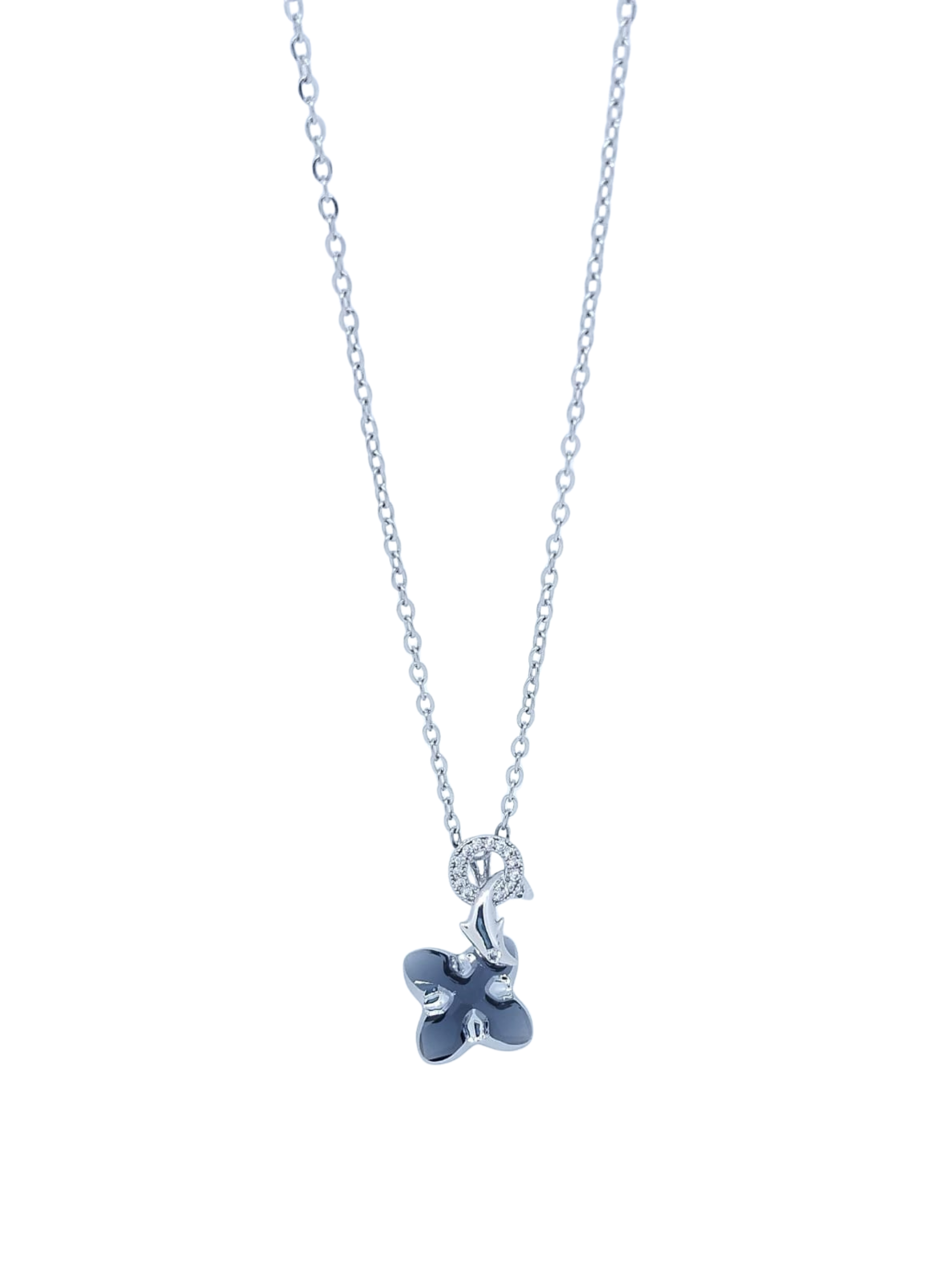 Collar Plateado con Dije en X con Brillos – Oro Laminado