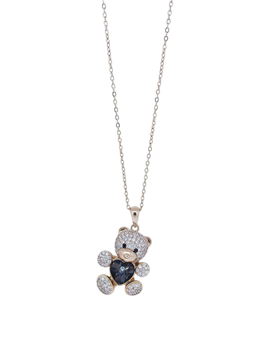Collar Dorado con Dije de Osito con Corazón y Brillos – Oro Laminado
