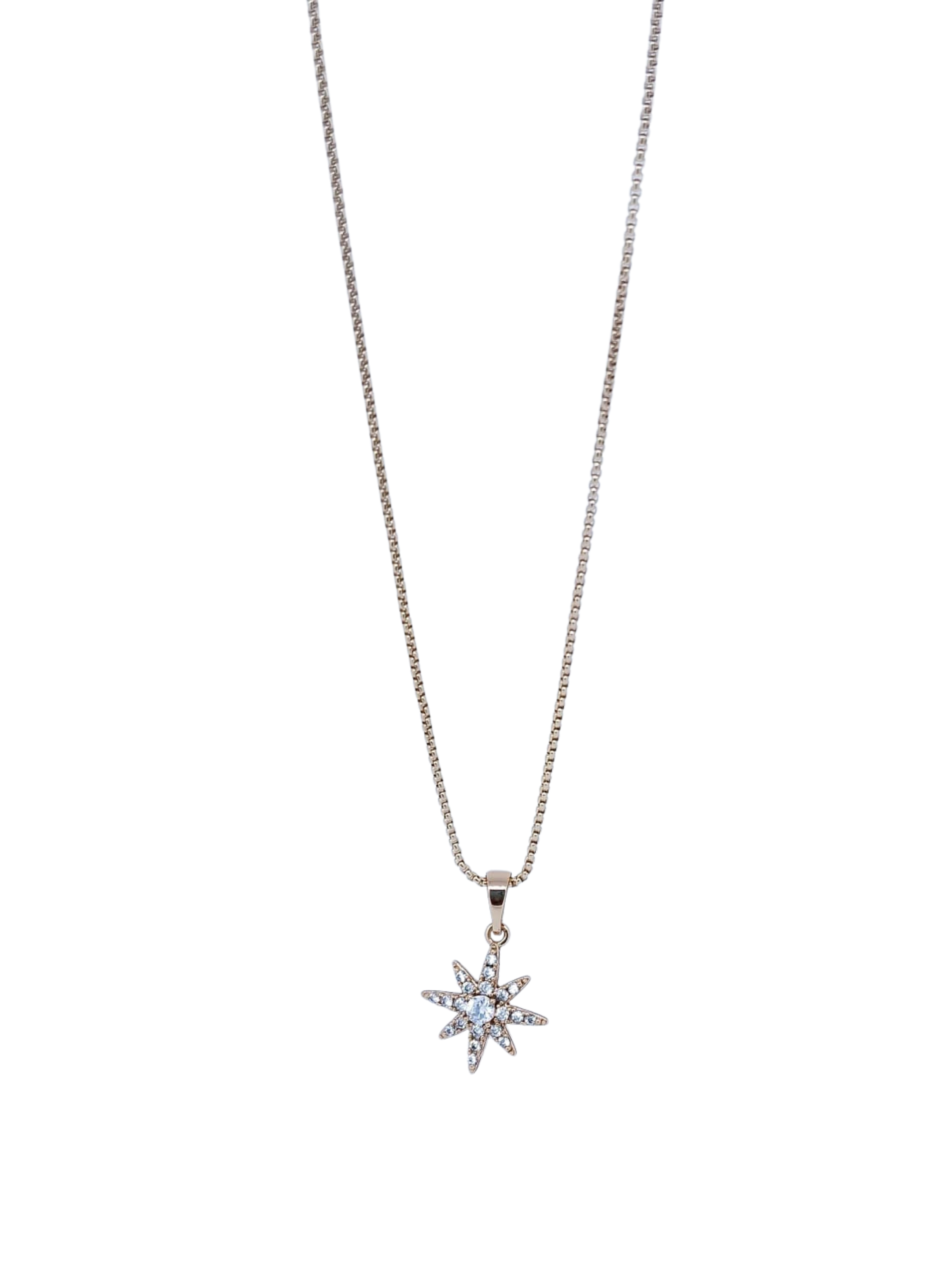 Collar Dorado con Dije de Destello con Brillos – Oro Laminado