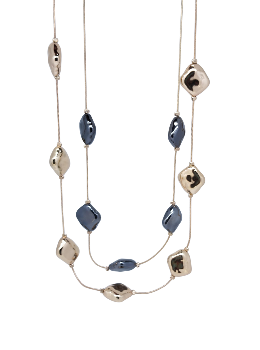Collar dorado doble rombo irregular dorado y oscuro - Oro Laminado