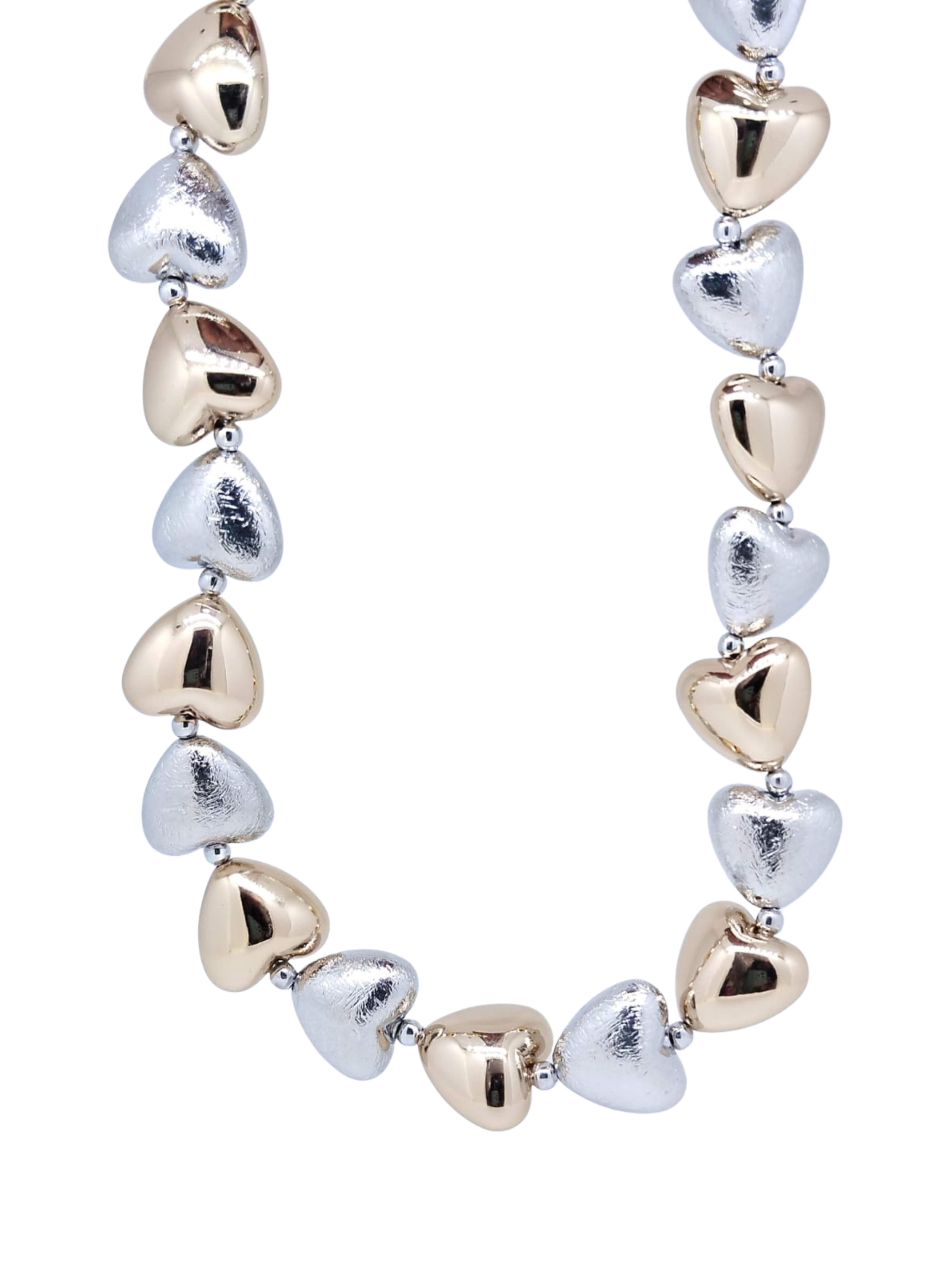 Collar corazones chunky dorados & plateados - Oro Laminado