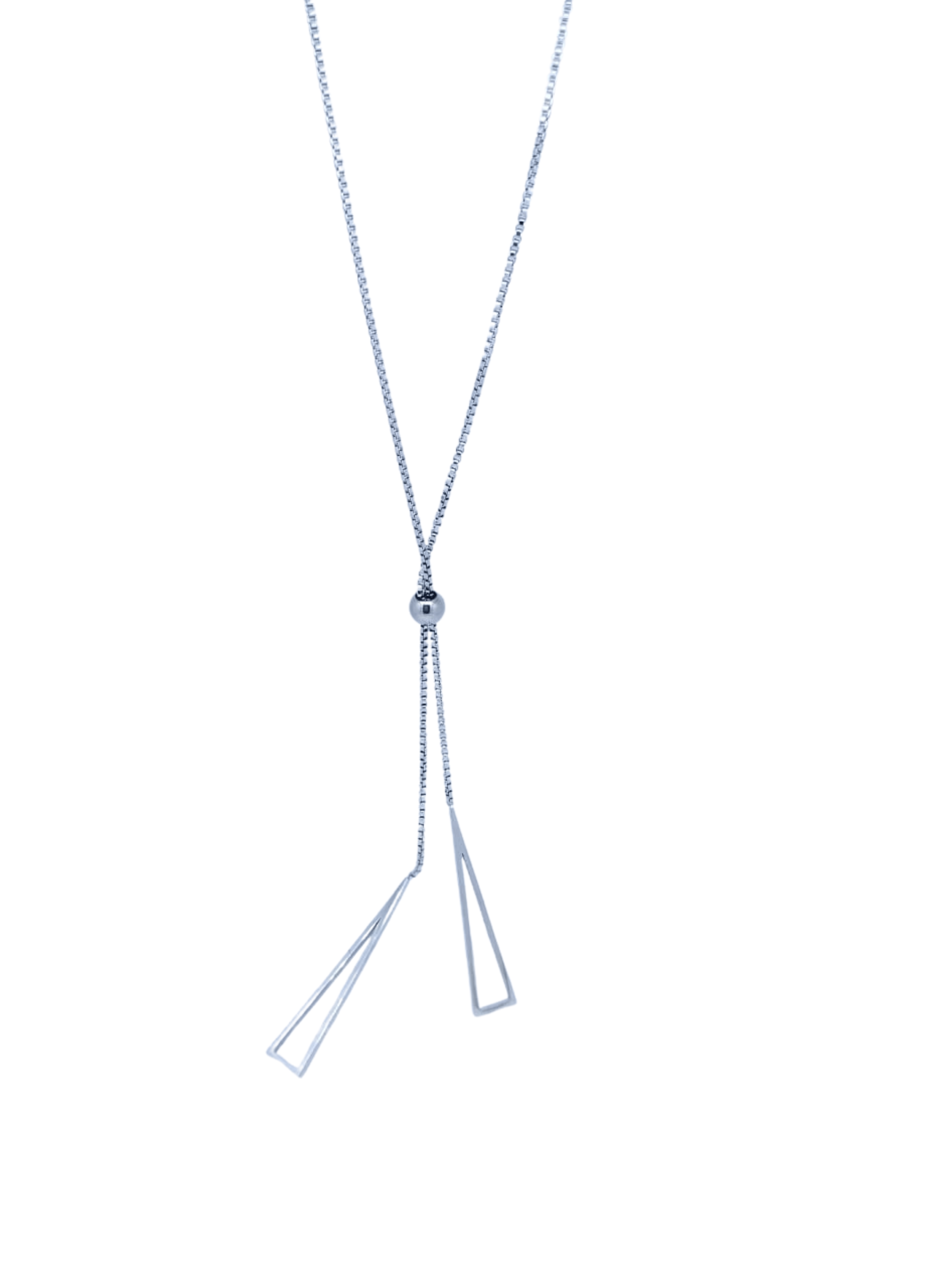 Collar Plateado con Bolita Central y Triángulos Colgantes Chic - Acero Inoxidable