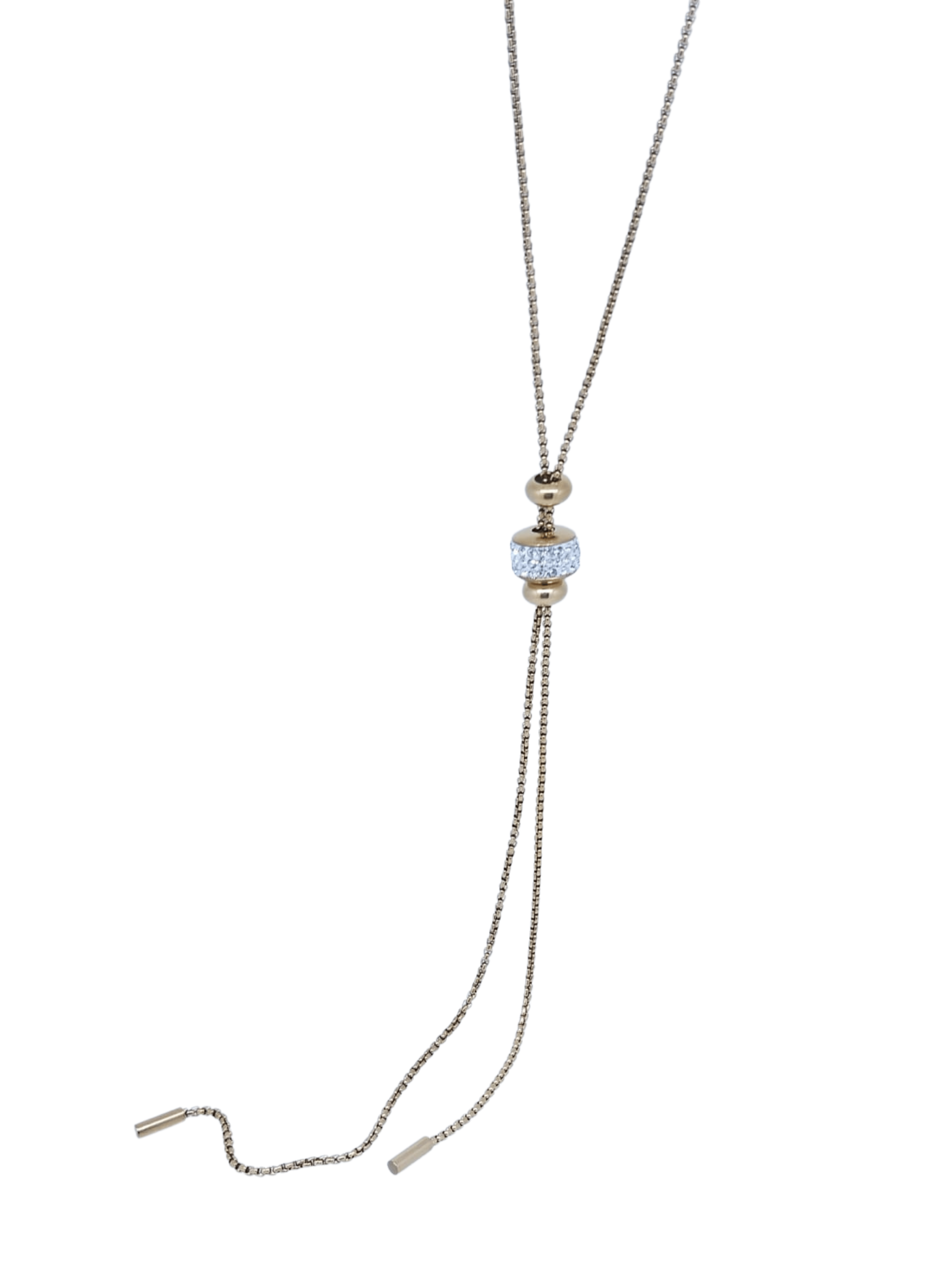 Collar Dorado con Círculos Centrales con Brillo y Barras Elegantes - Acero Inoxidable