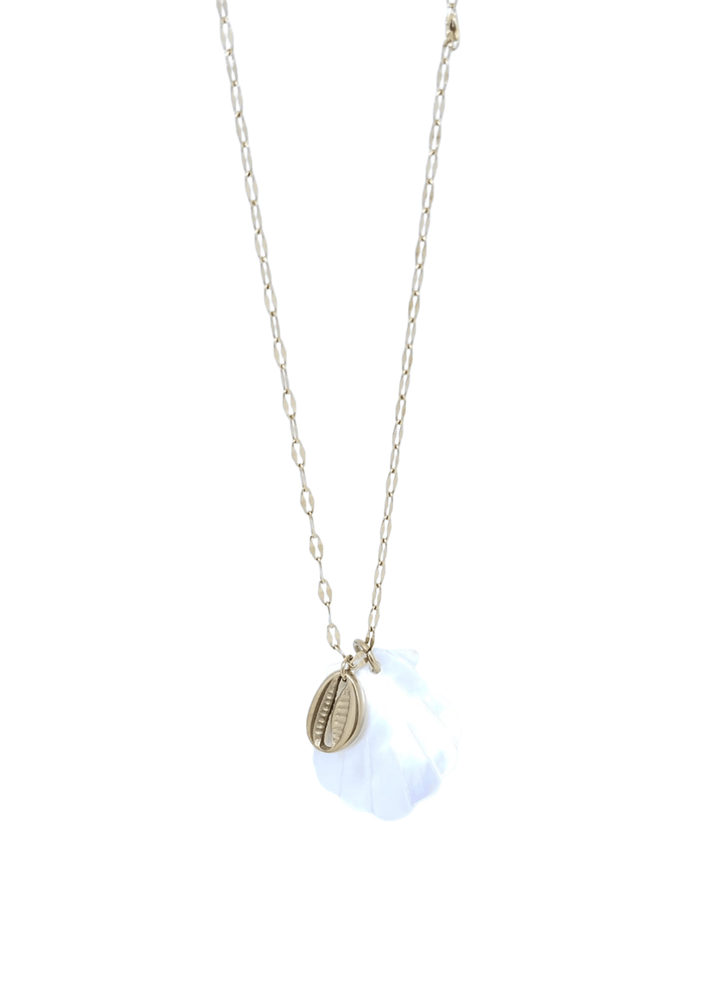Collar Dorado con Dos Conchitas de Mar Veraniego Chic - Acero Inoxidable