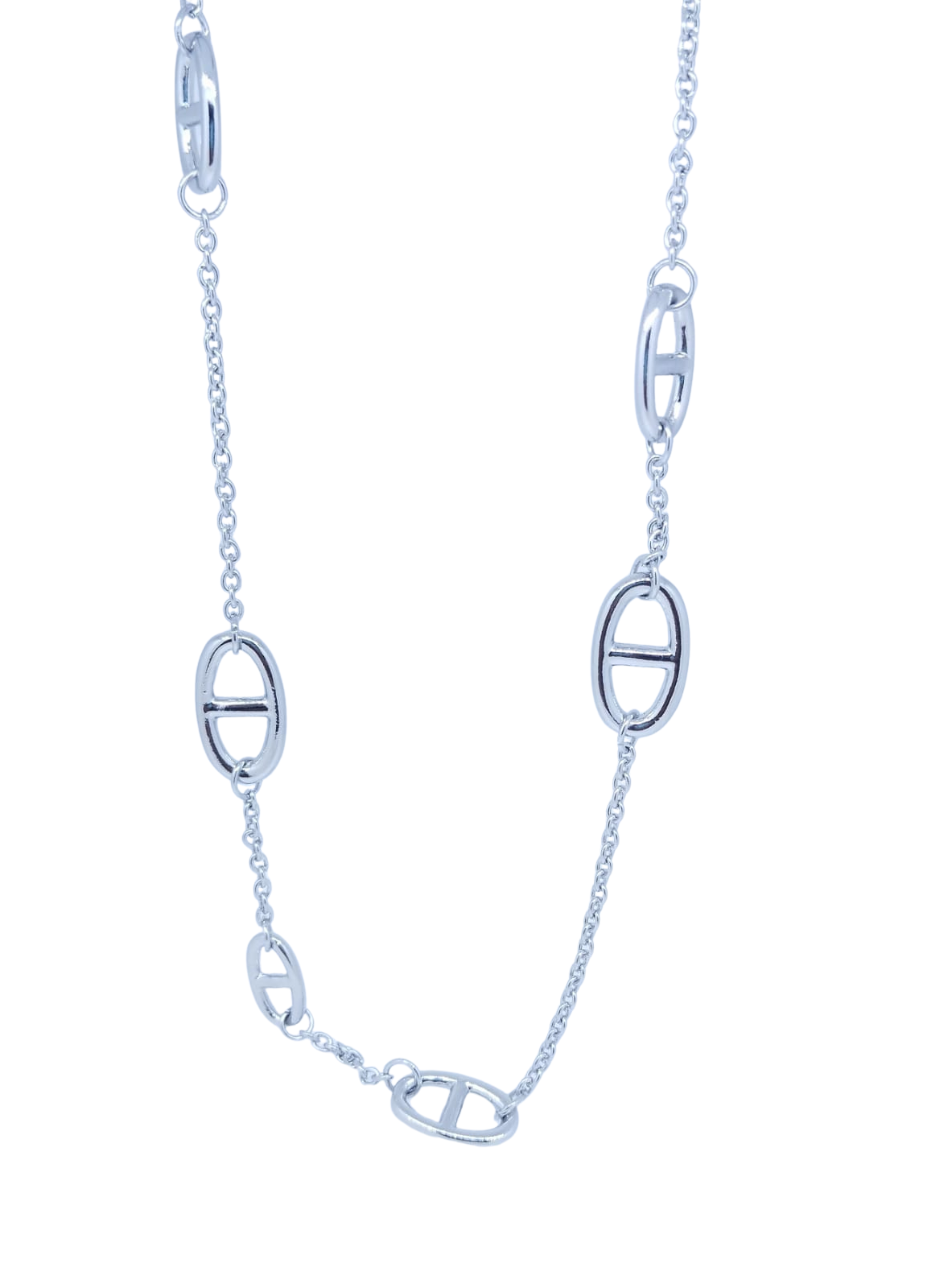 Collar Plateado con Óvalos Divididos Minimal Chic - Acero Inoxidable