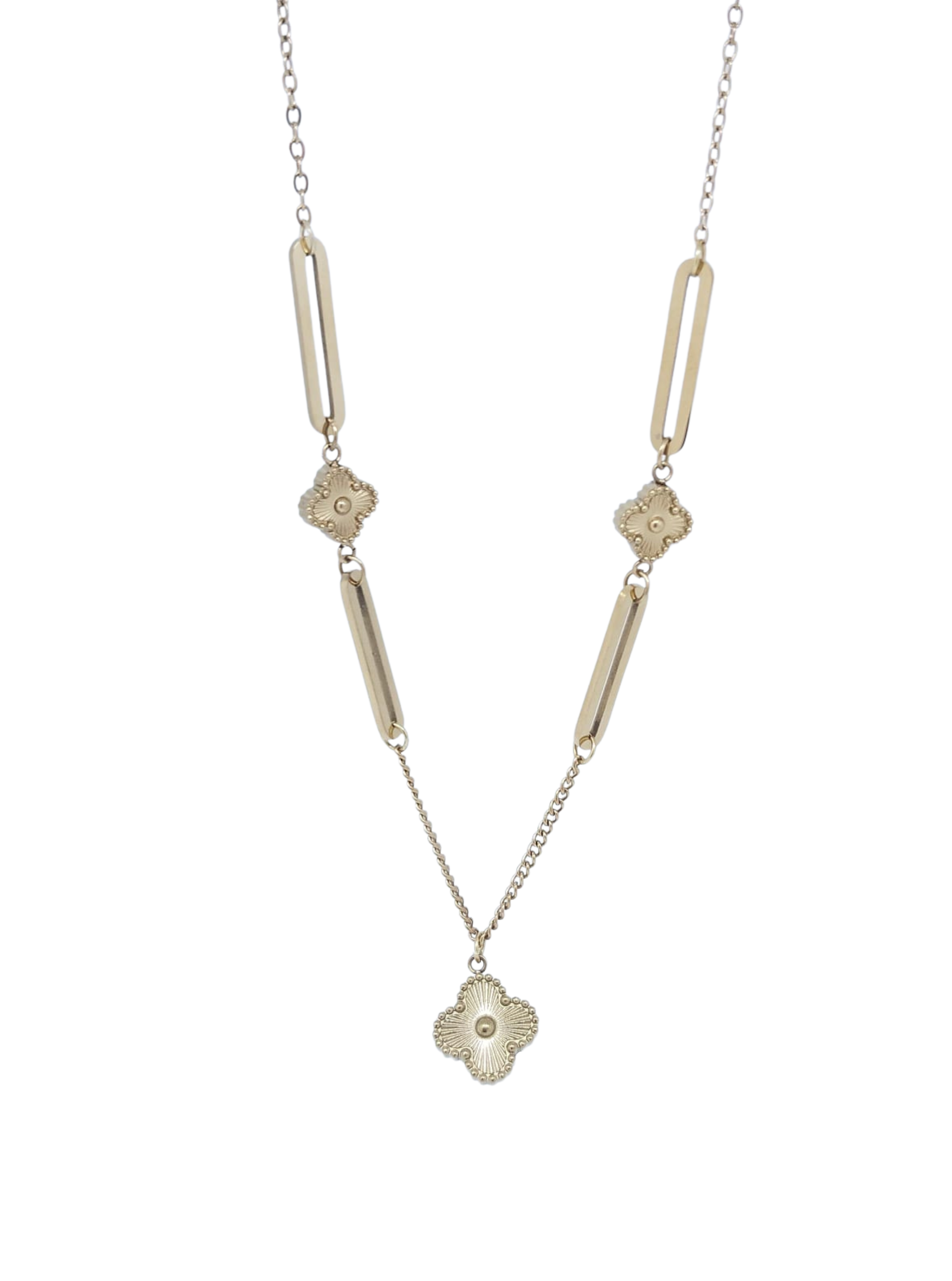 Collar Dorado Dije Trébol 4 Pétalos - Acero Inoxidable