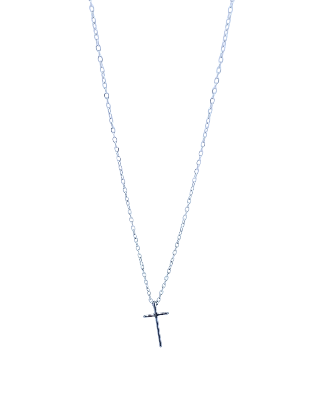Collar Plateado Cruz Lisa Delgada - Acero Inoxidable