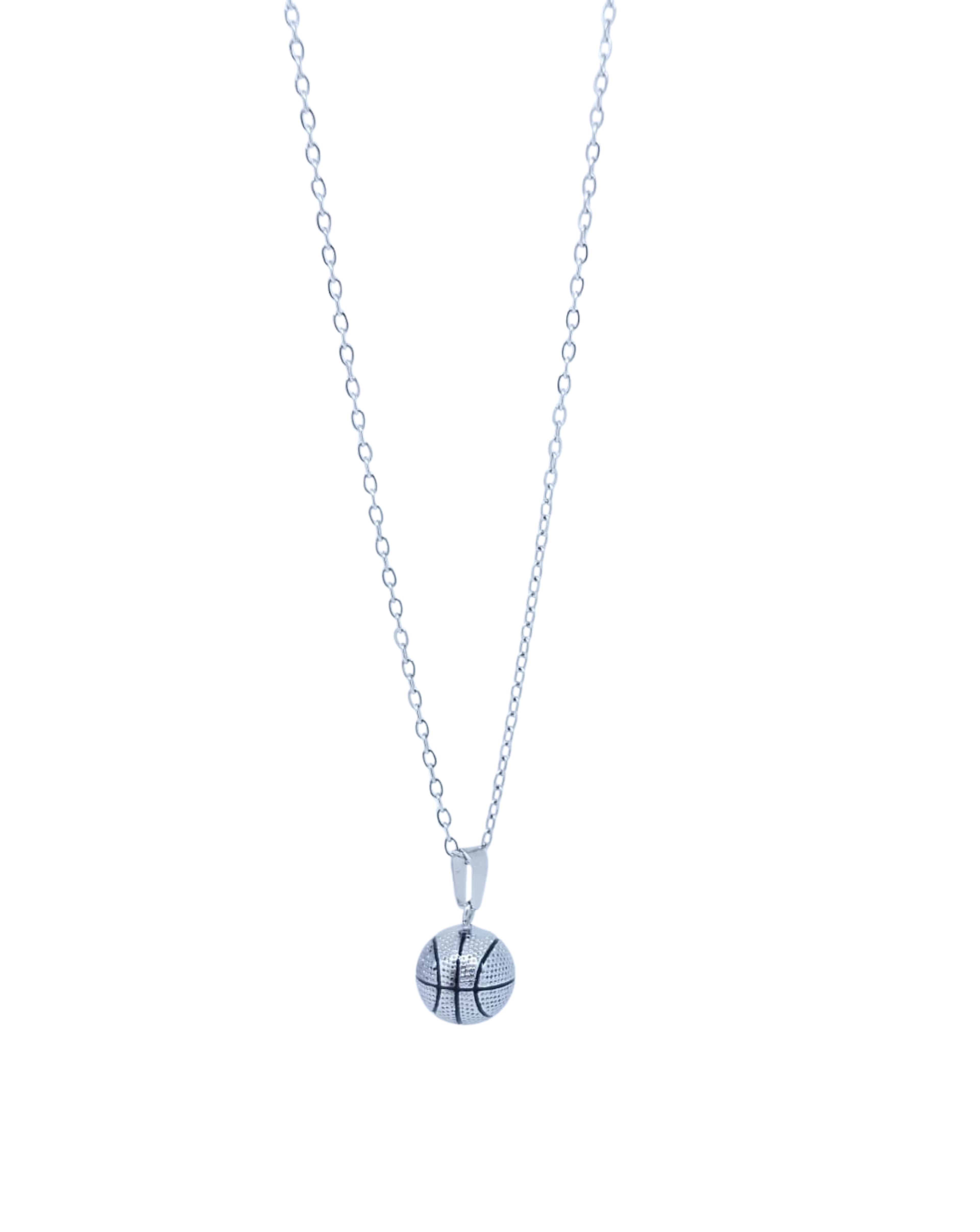 Collar Plateado Balón Basquetbol - Acero Inoxidable