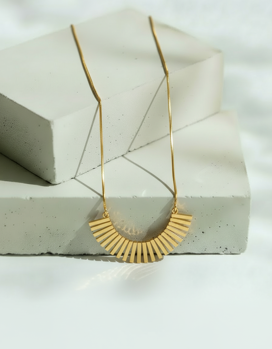 Collar Dorado Barras Colgantes - Acero Inoxidable