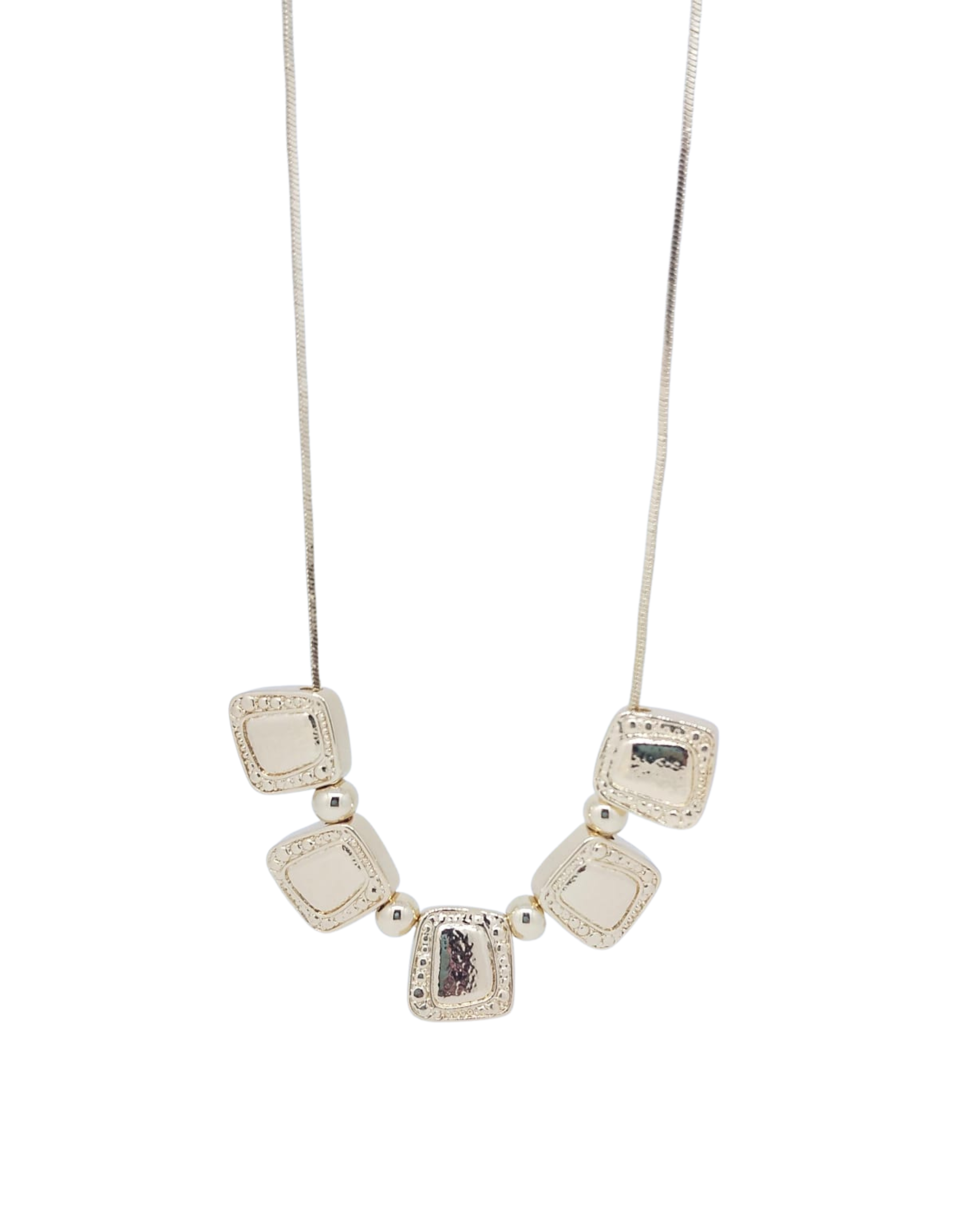 Collar Dorado 5 Cuadrados - Acero Inoxidable