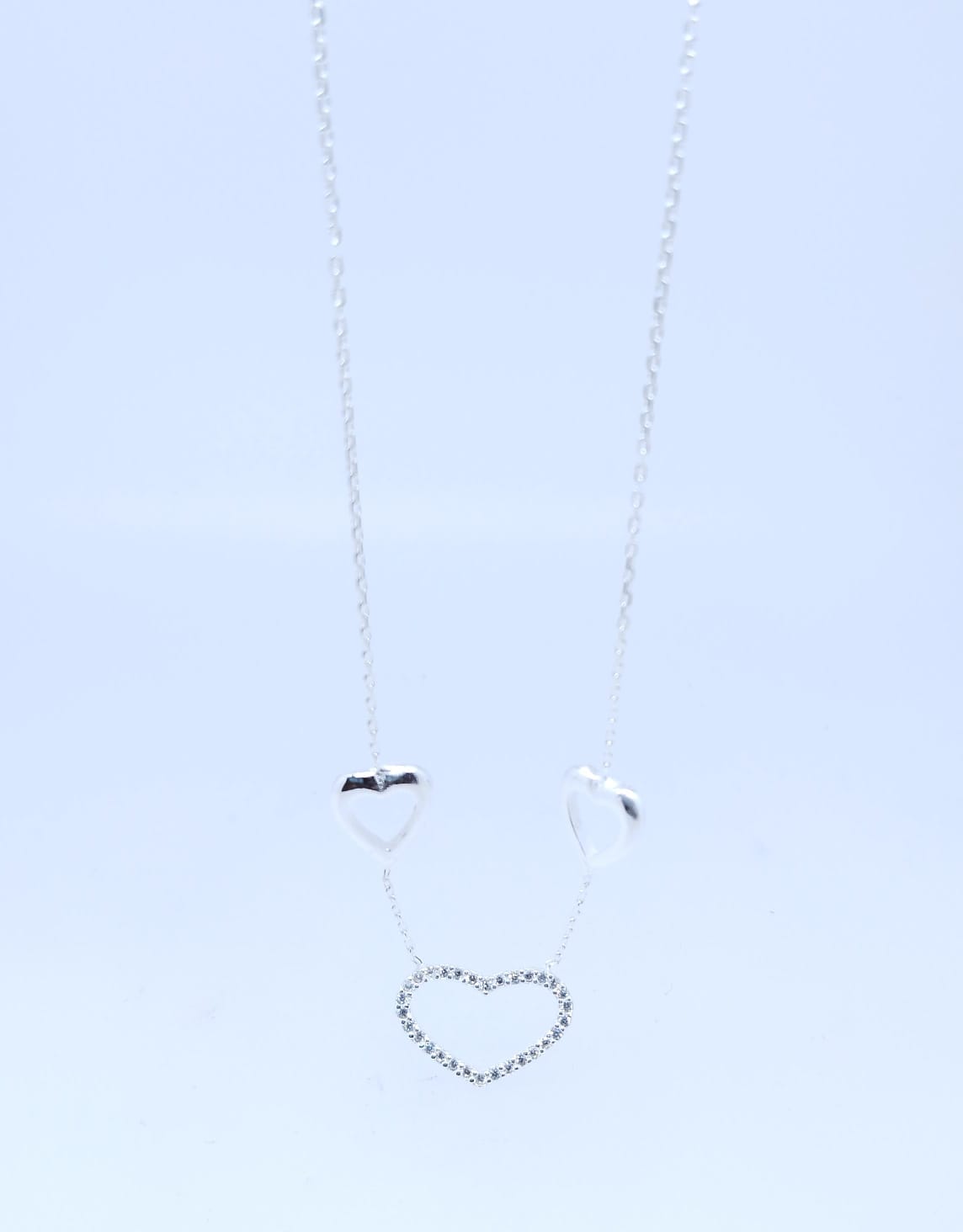 Cadena y Dije Plata 925 3 Corazones