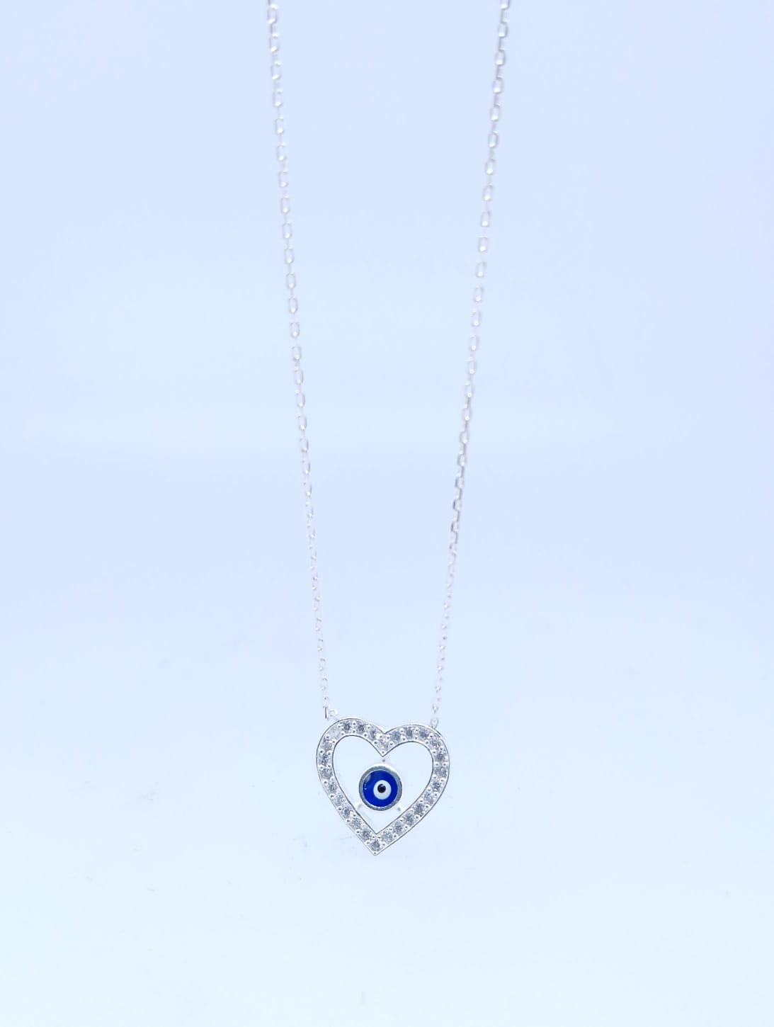 Cadena y Dije  Plata 925 Corazon con Ojito Turco