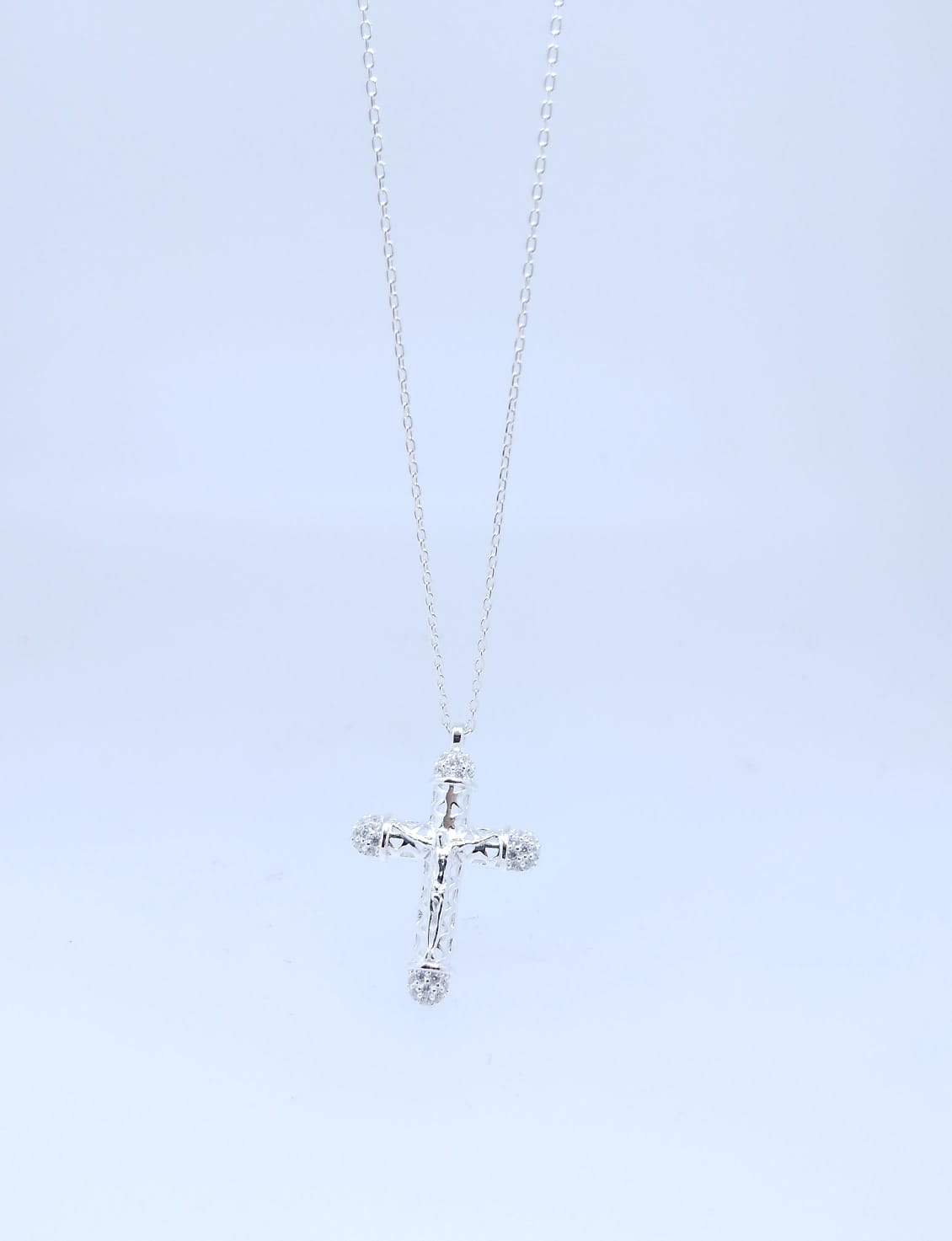 Cadena y Dije  Plata 925 Cruz con brillos