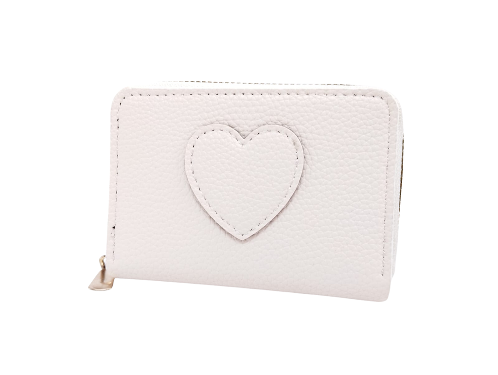 Cartera blanca con textura y corazón al centro - Vinipiel