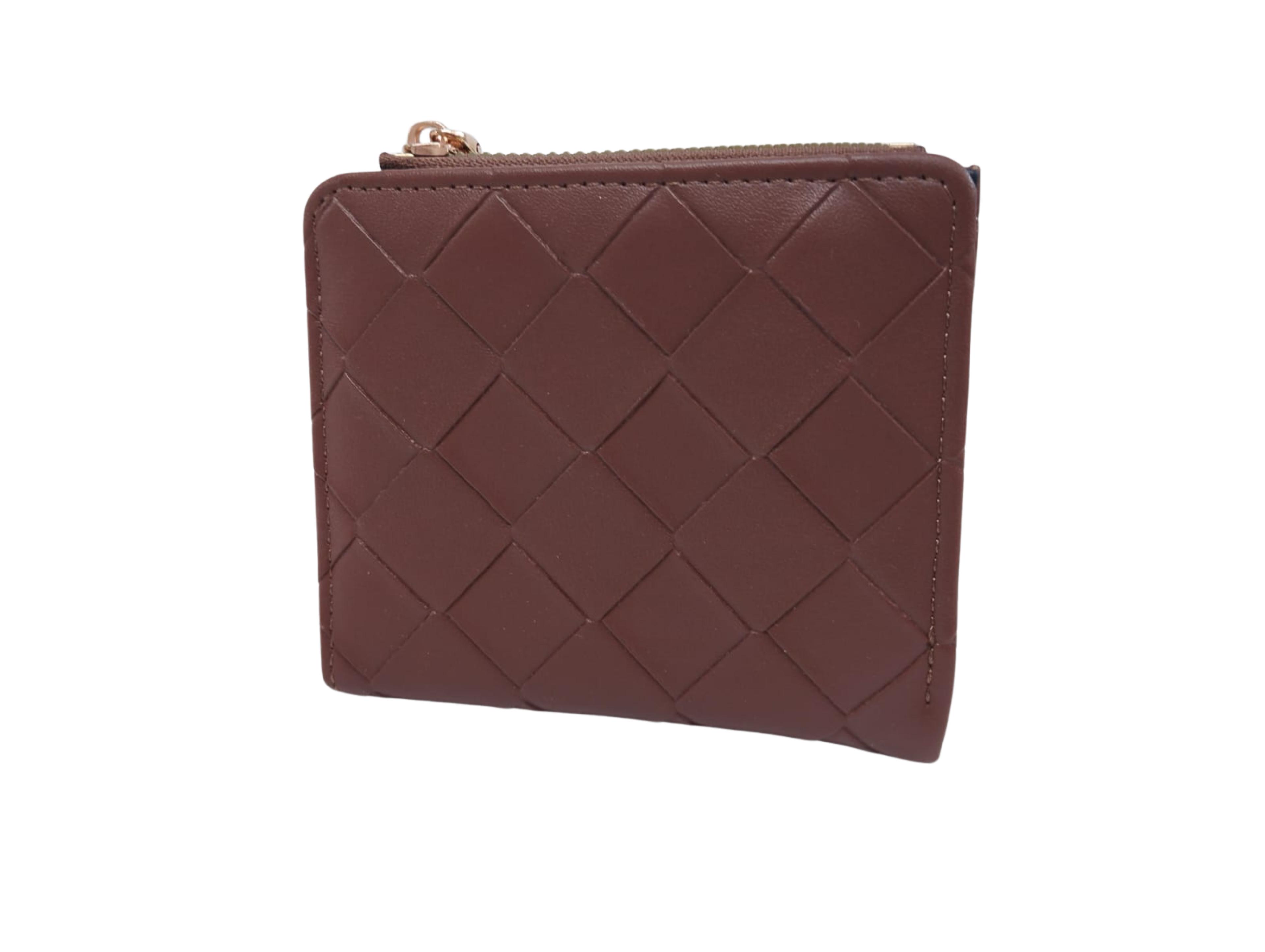 Cartera café diseño de rombos - Vinipiel