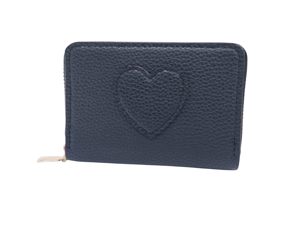 Cartera negra con textura y corazón al centro - Vinipiel