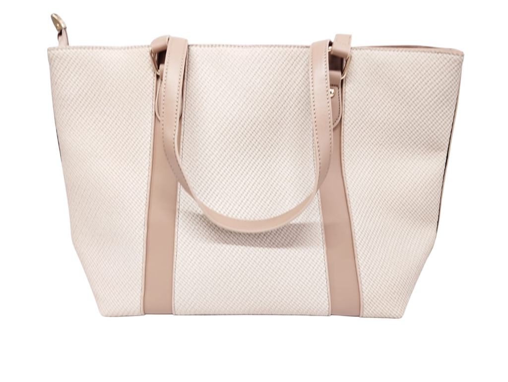 Bolsa beige textura en líneas & franjas lisas - Vinipiel