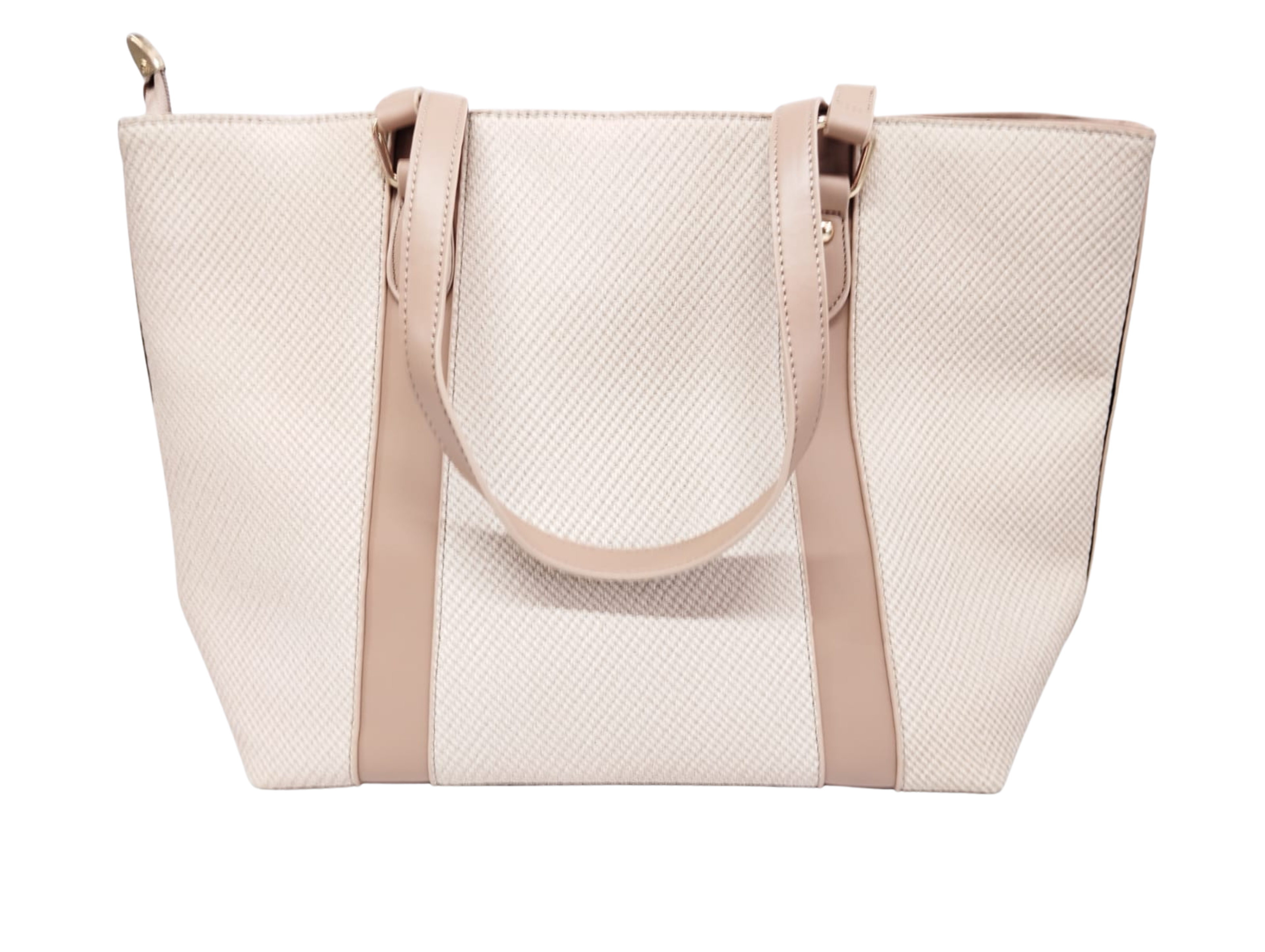 Bolsa beige textura en líneas & franjas lisas - Vinipiel