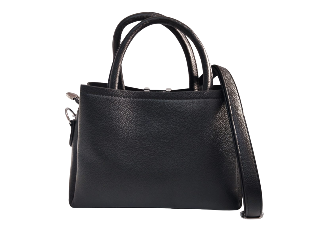 Bolsa negra texturizada broche V - Vinipiel