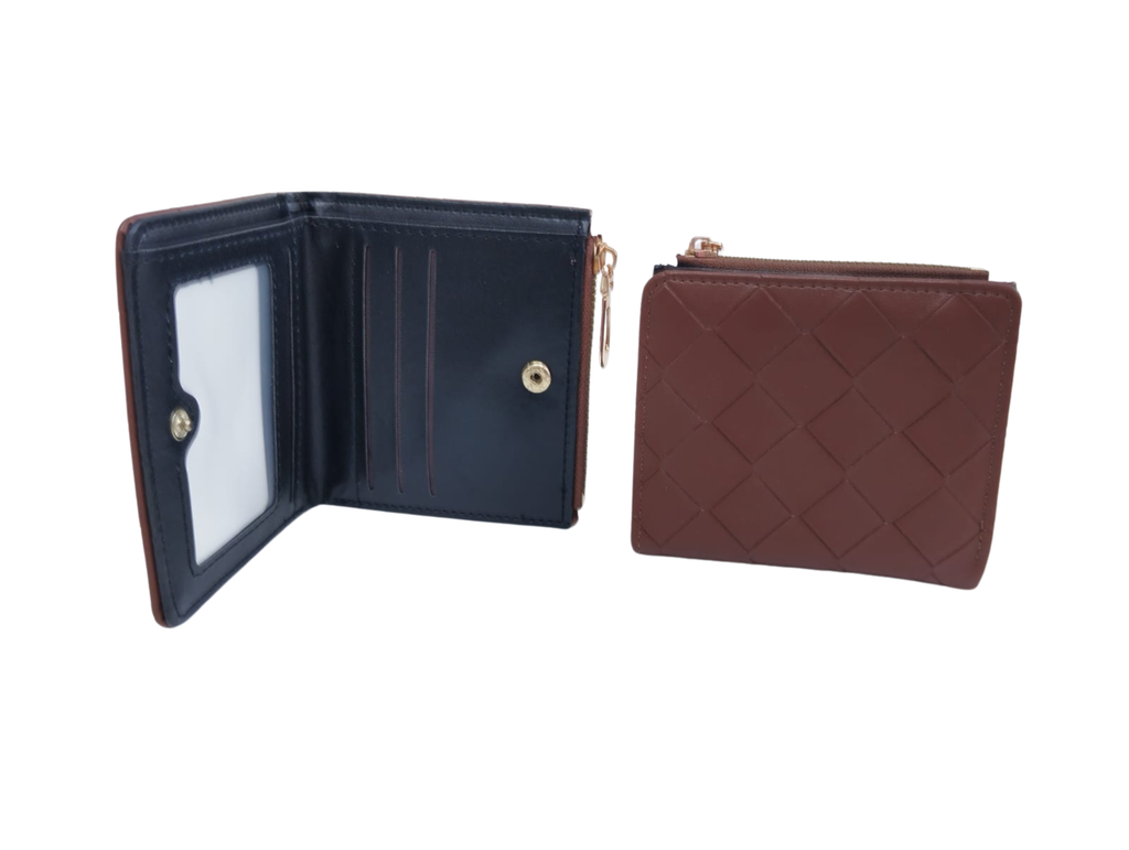 Cartera café diseño de rombos - Vinipiel